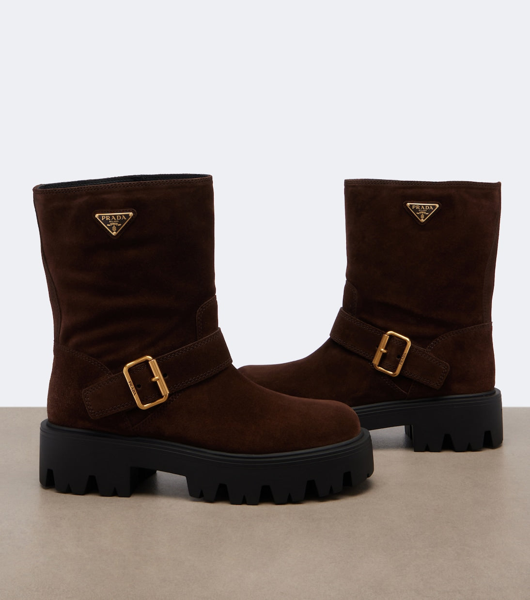 Prada - Logo suede biker boots