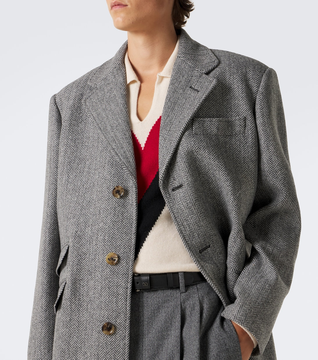 Valentino Garavani - Herringbone virgin wool coat