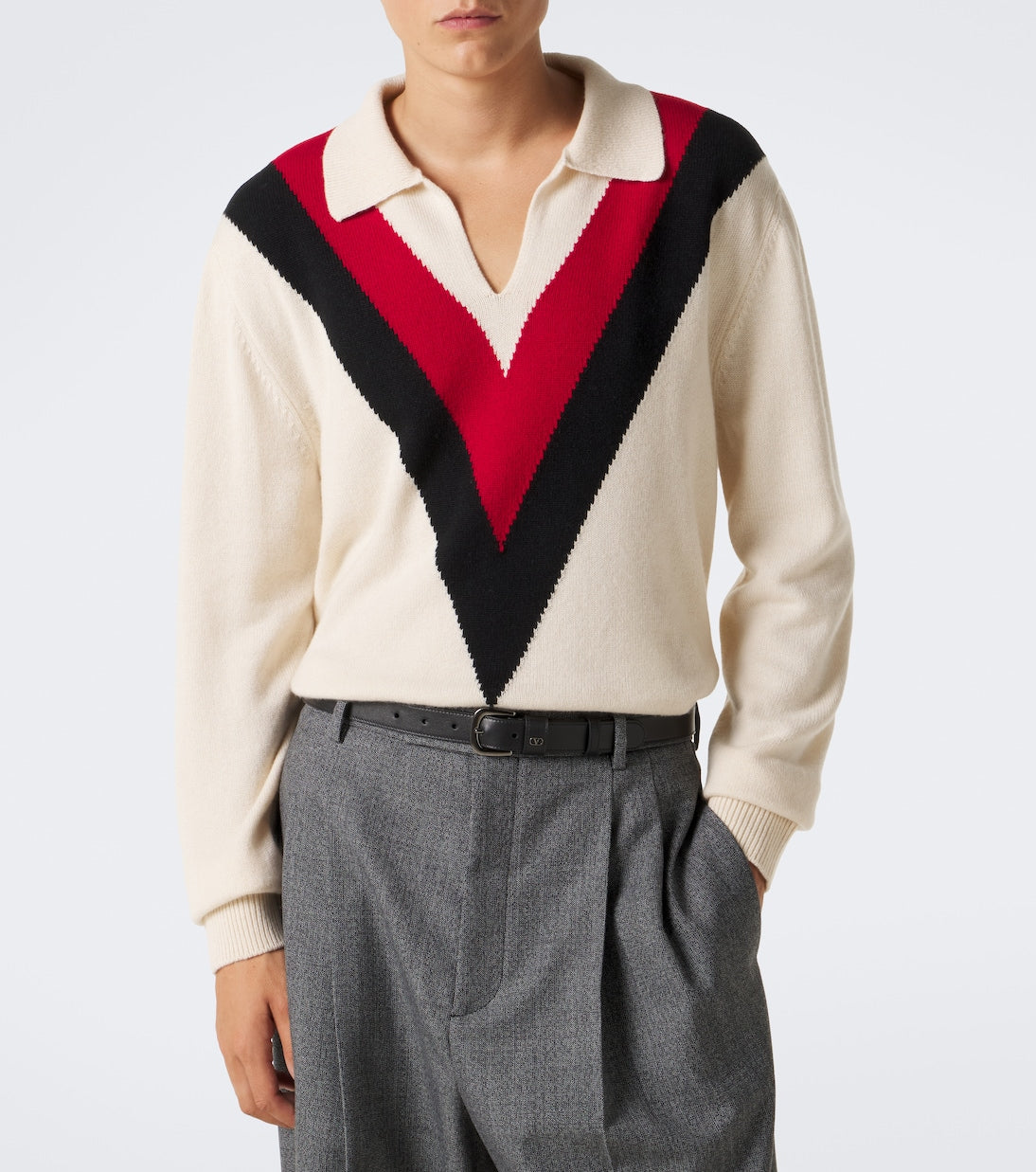Valentino Garavani - Jacquard cashmere polo sweater
