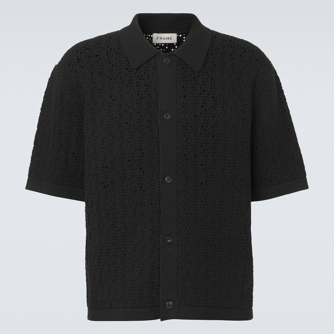 Frame - Crochet cotton-blend polo shirt
