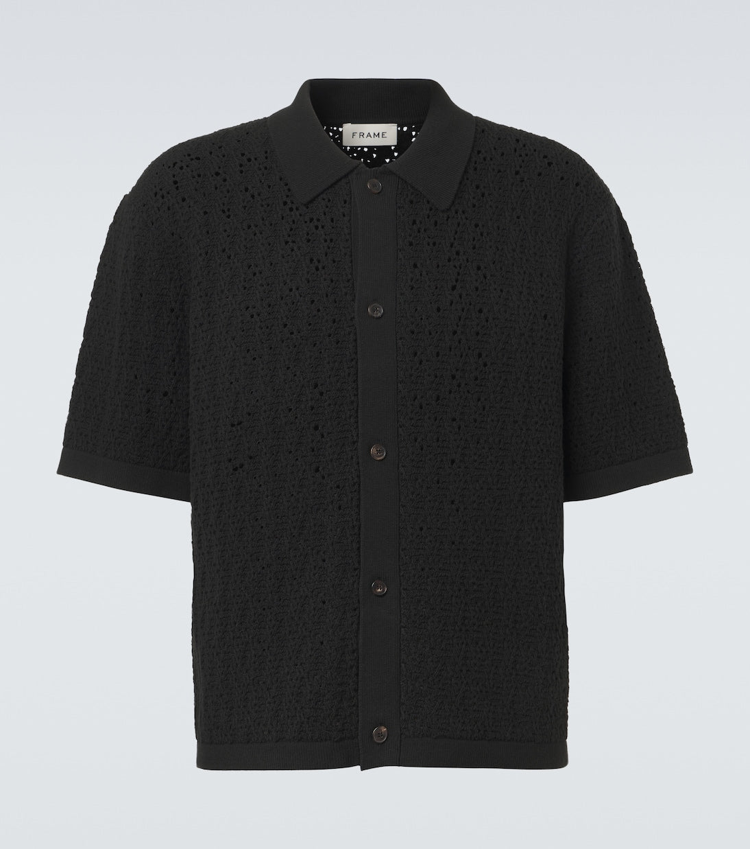 Frame - Crochet cotton-blend polo shirt