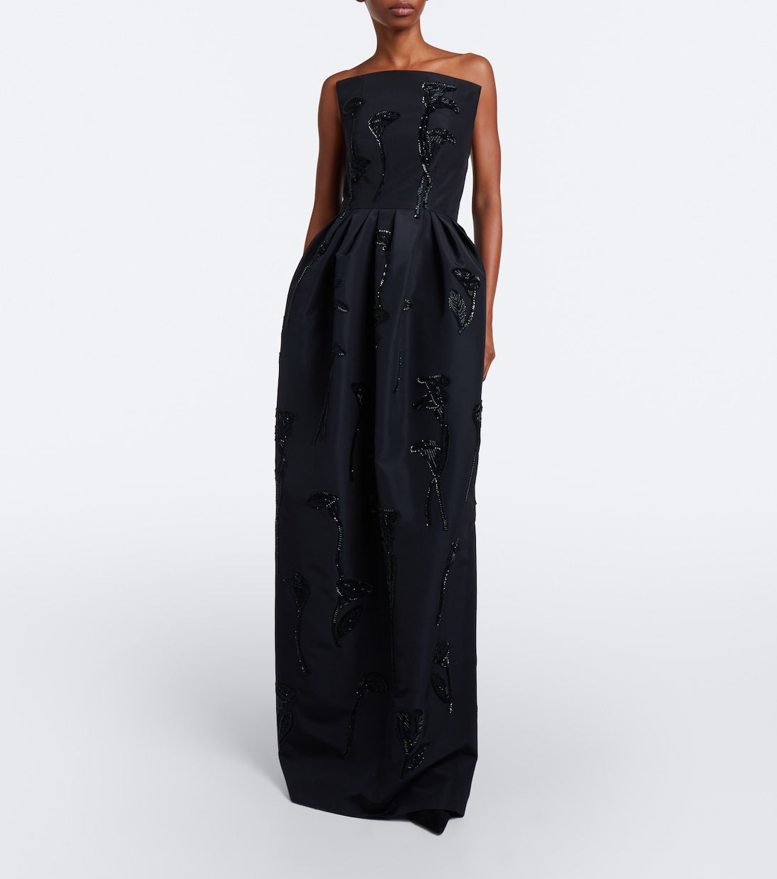 Carolina Herrera - Embellished strapless silk bustier gown