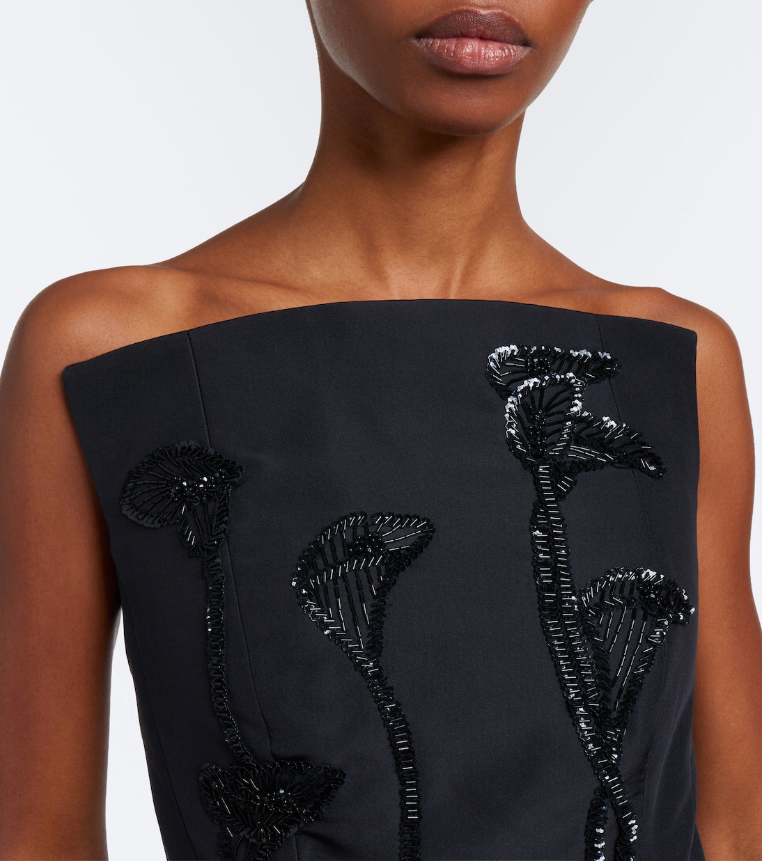 Carolina Herrera - Embellished strapless silk bustier gown