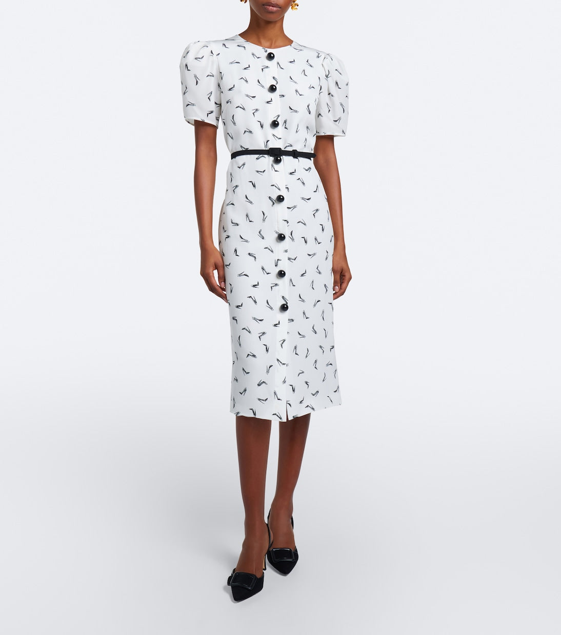 Carolina Herrera - Belted silk crêpe de chine midi dress