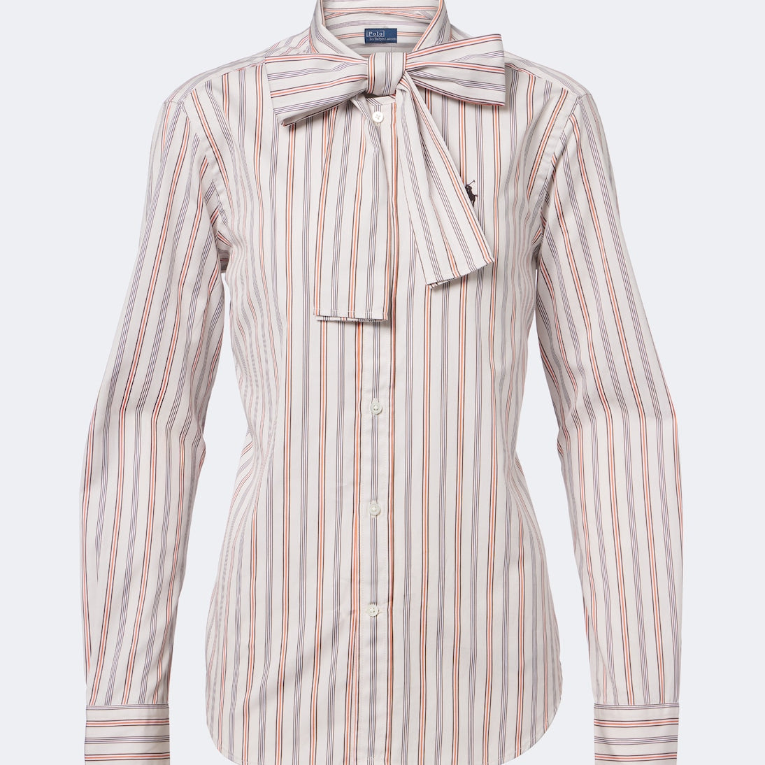 Polo Ralph Lauren - Bow-detail striped cotton poplin shirt