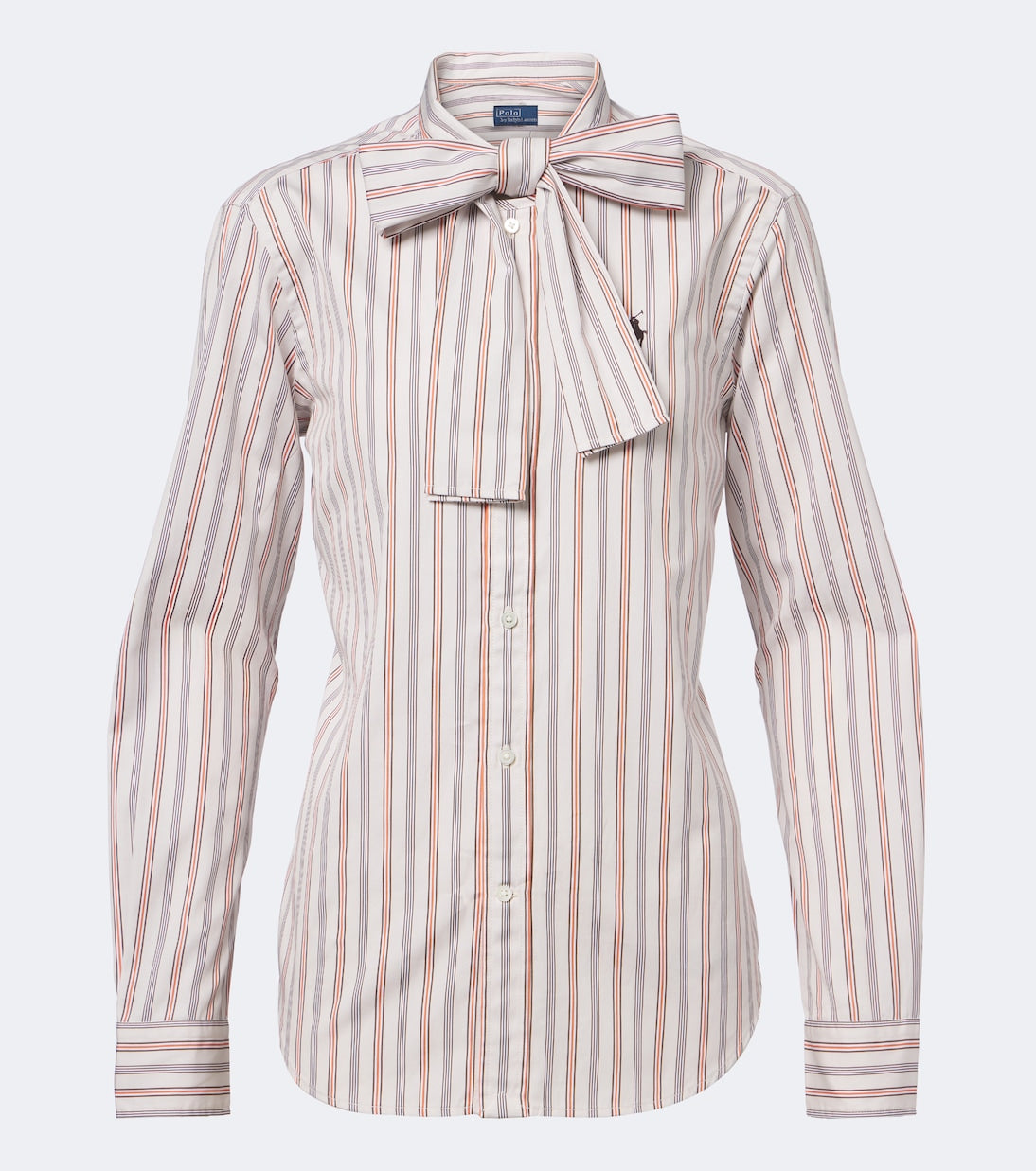 Polo Ralph Lauren - Bow-detail striped cotton poplin shirt