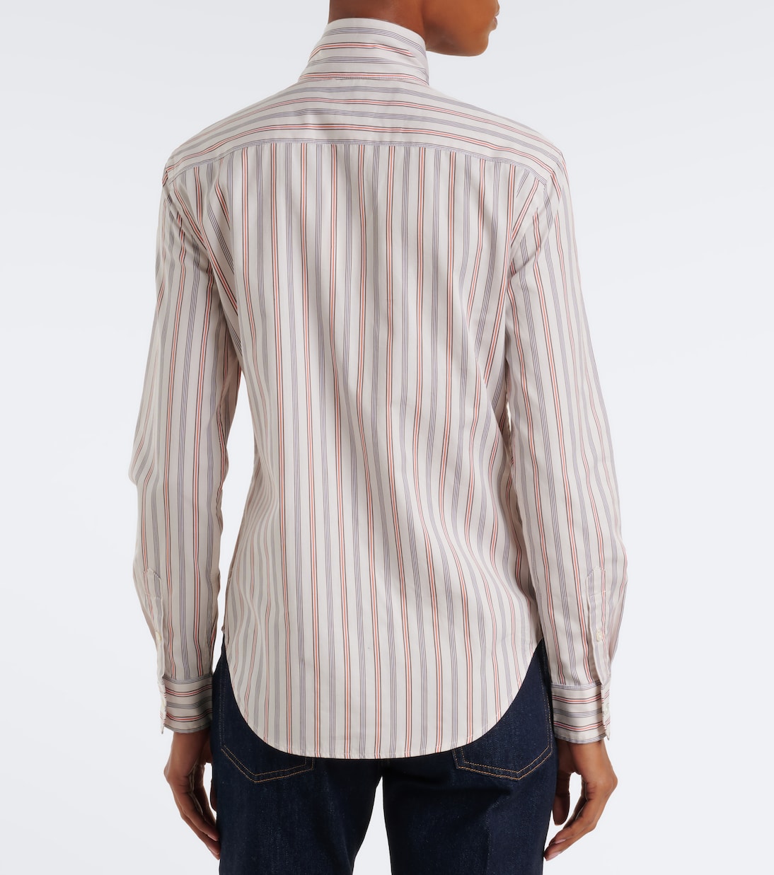 Polo Ralph Lauren - Bow-detail striped cotton poplin shirt