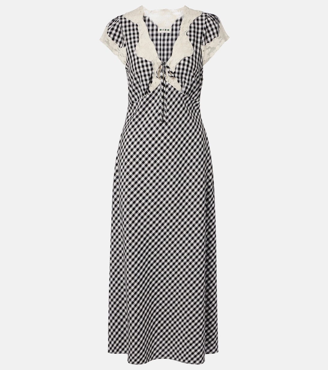 Rixo - Amari lace-trimmed checked midi dress