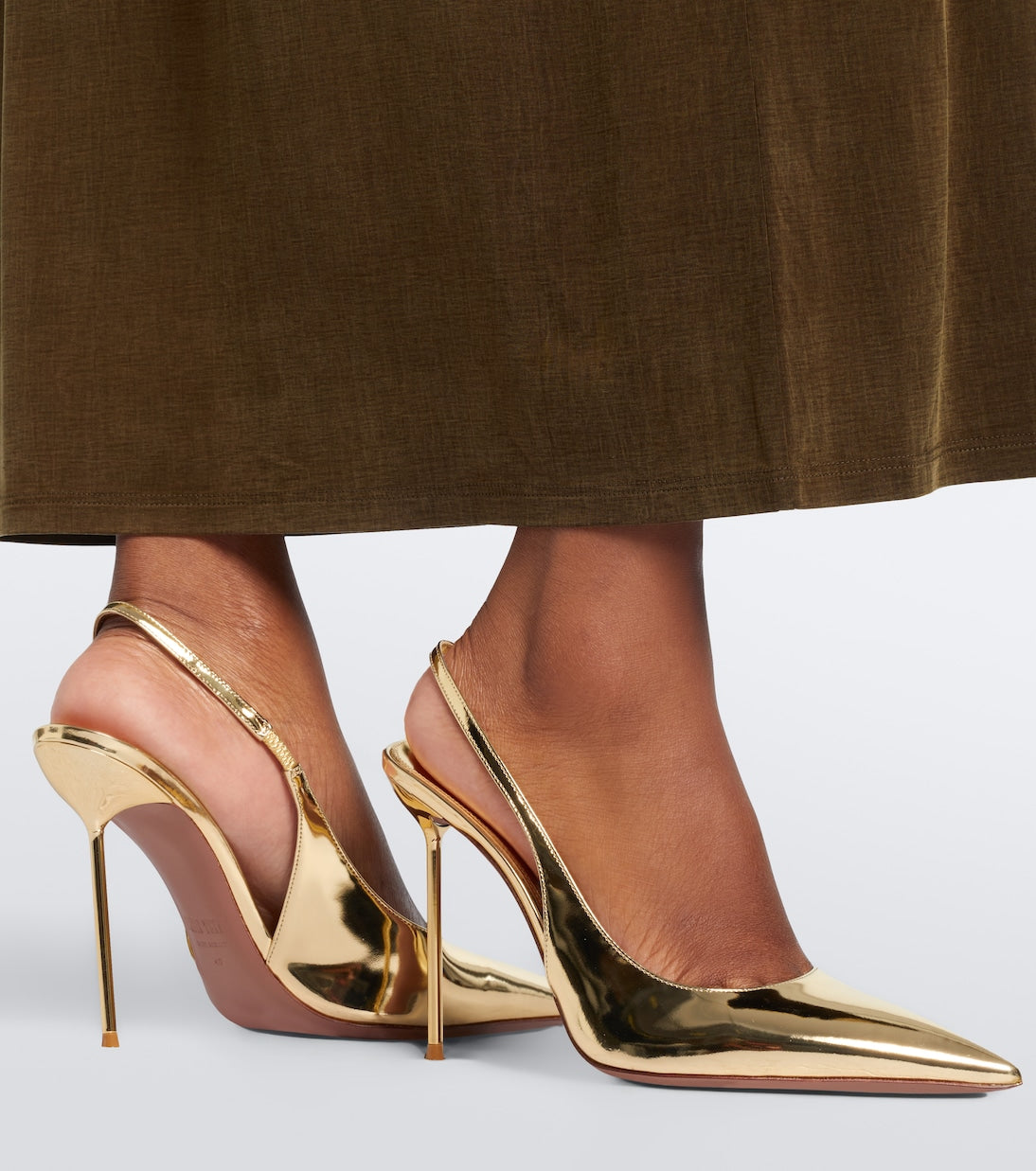 Paris Texas - Lidia metallic leather slingback pumps