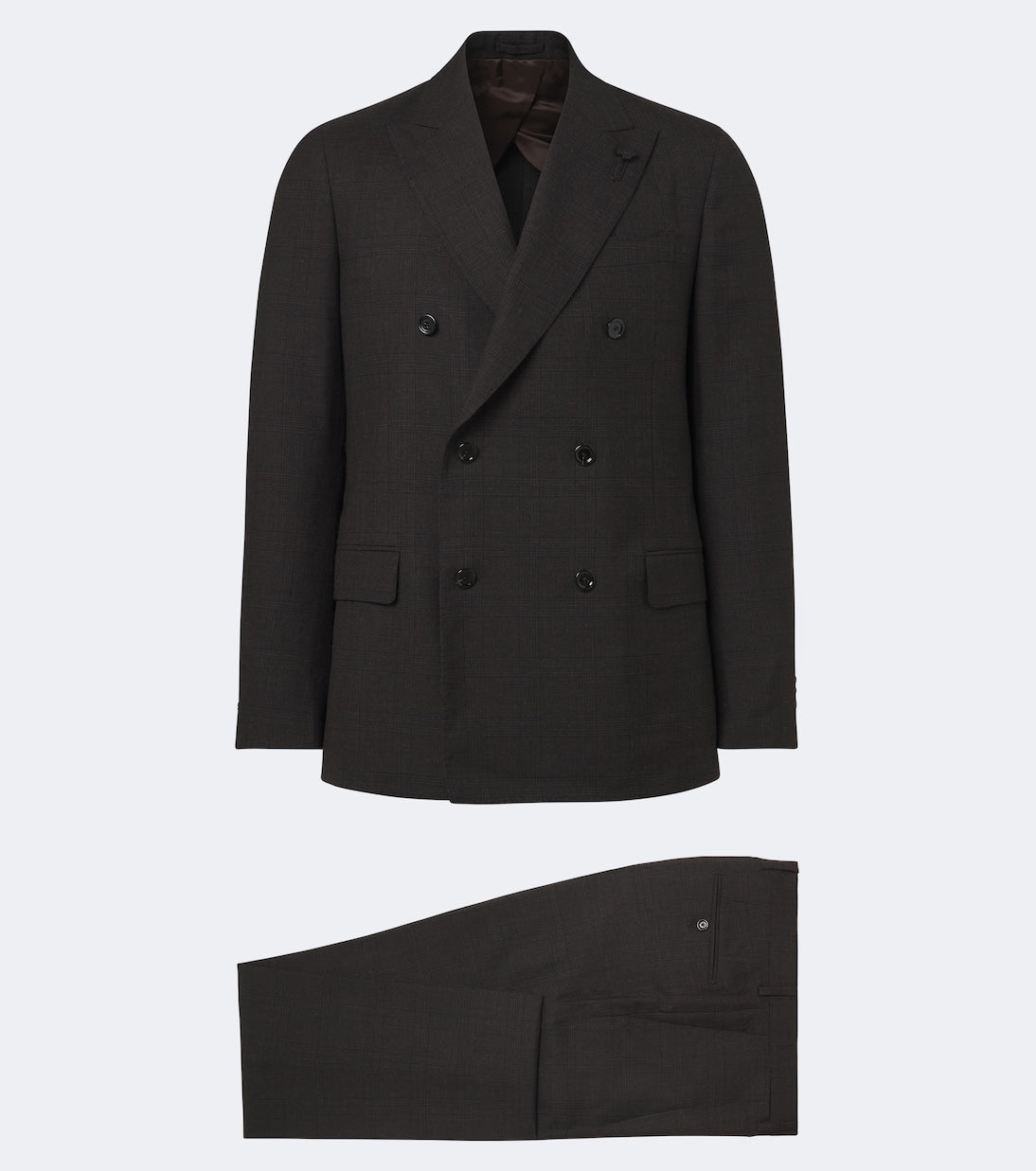 Lardini - Checked double-breasted virgin wool suit