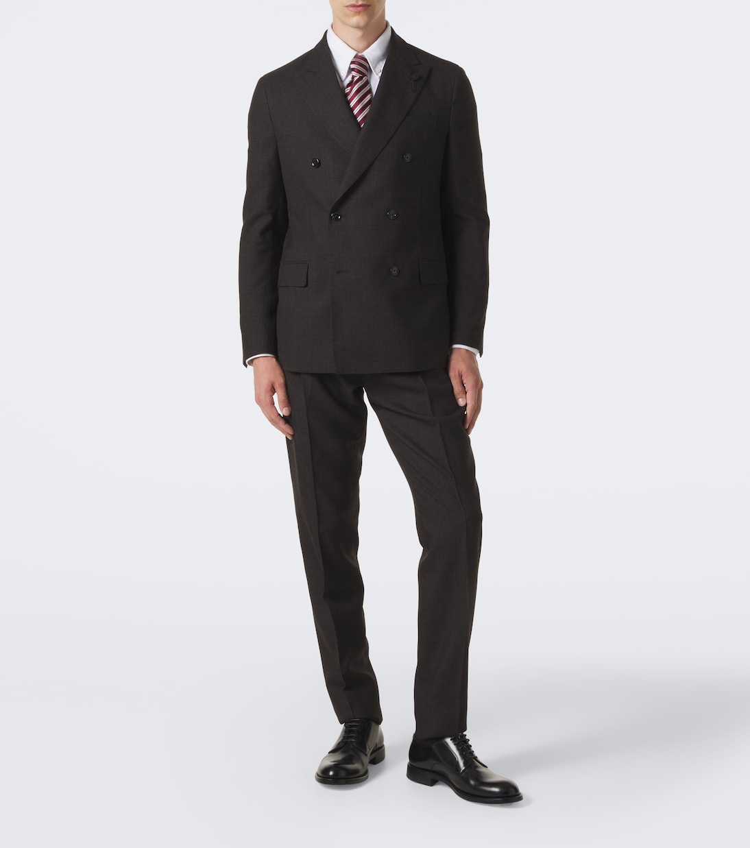 Lardini - Checked double-breasted virgin wool suit