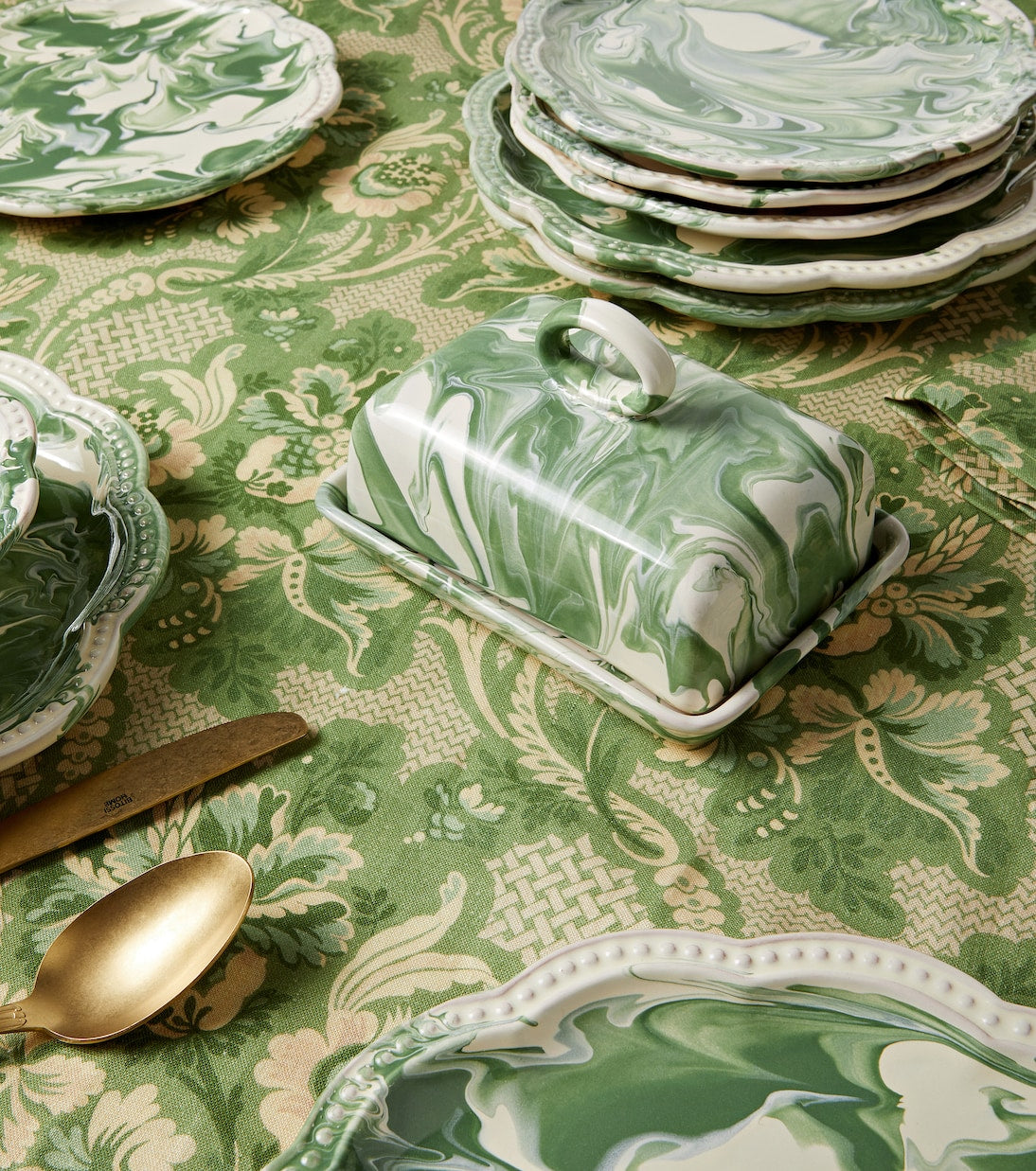 Cabana - Marbled ceramic butter dish