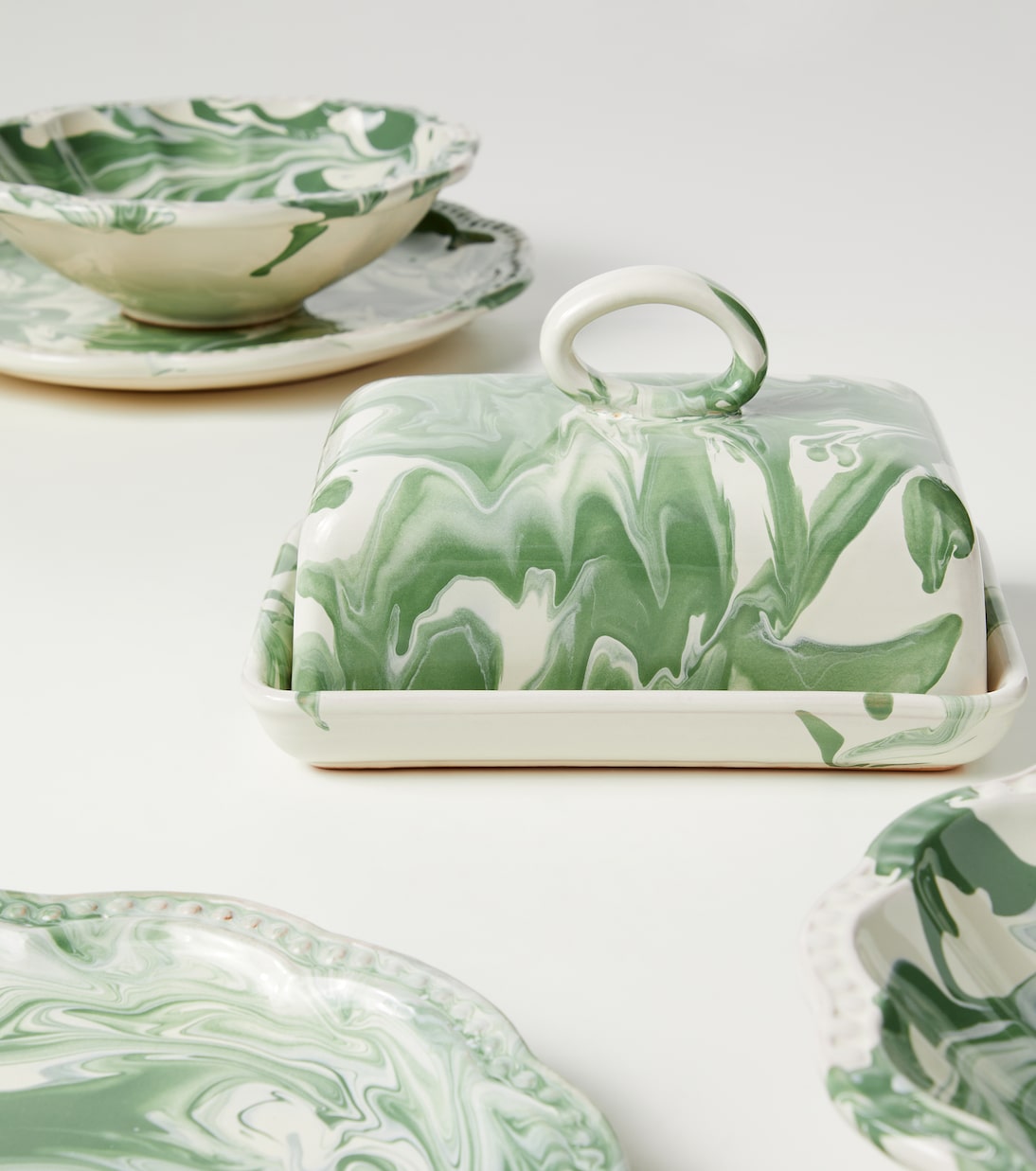 Cabana - Marbled ceramic butter dish