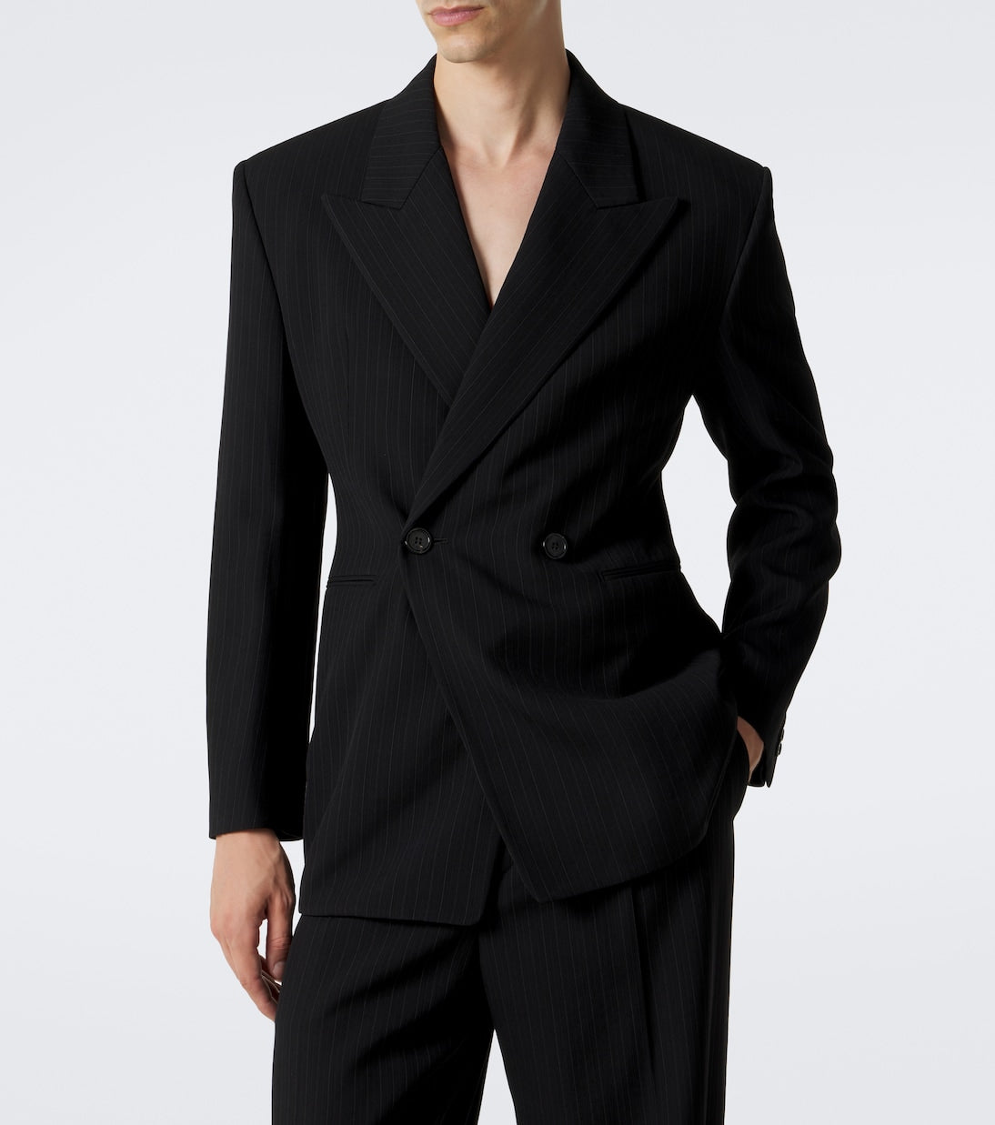 Saint Laurent - Striped wool-blend grain de poudre blazer