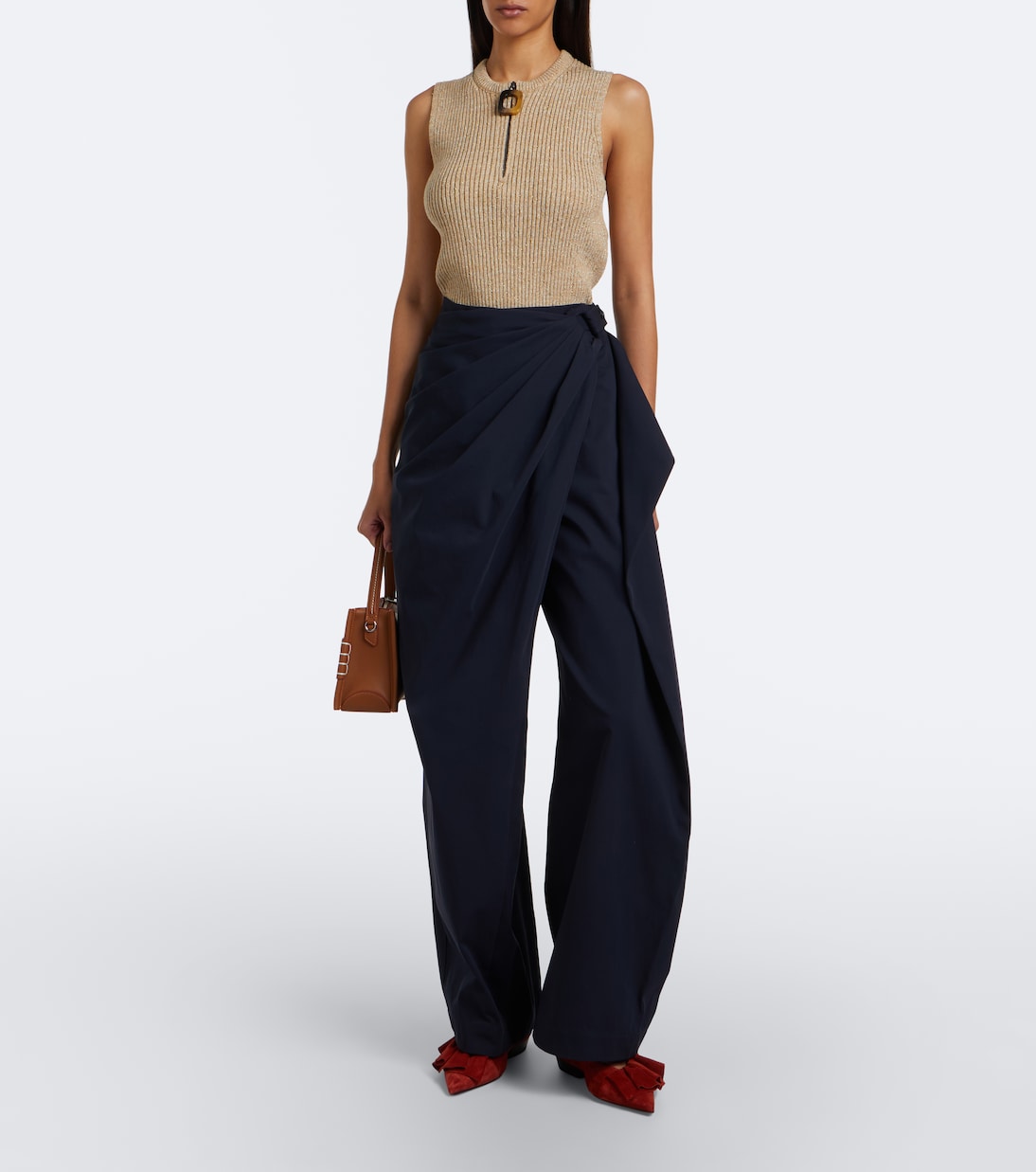 JW Anderson - Twist draped cotton wide-leg pants