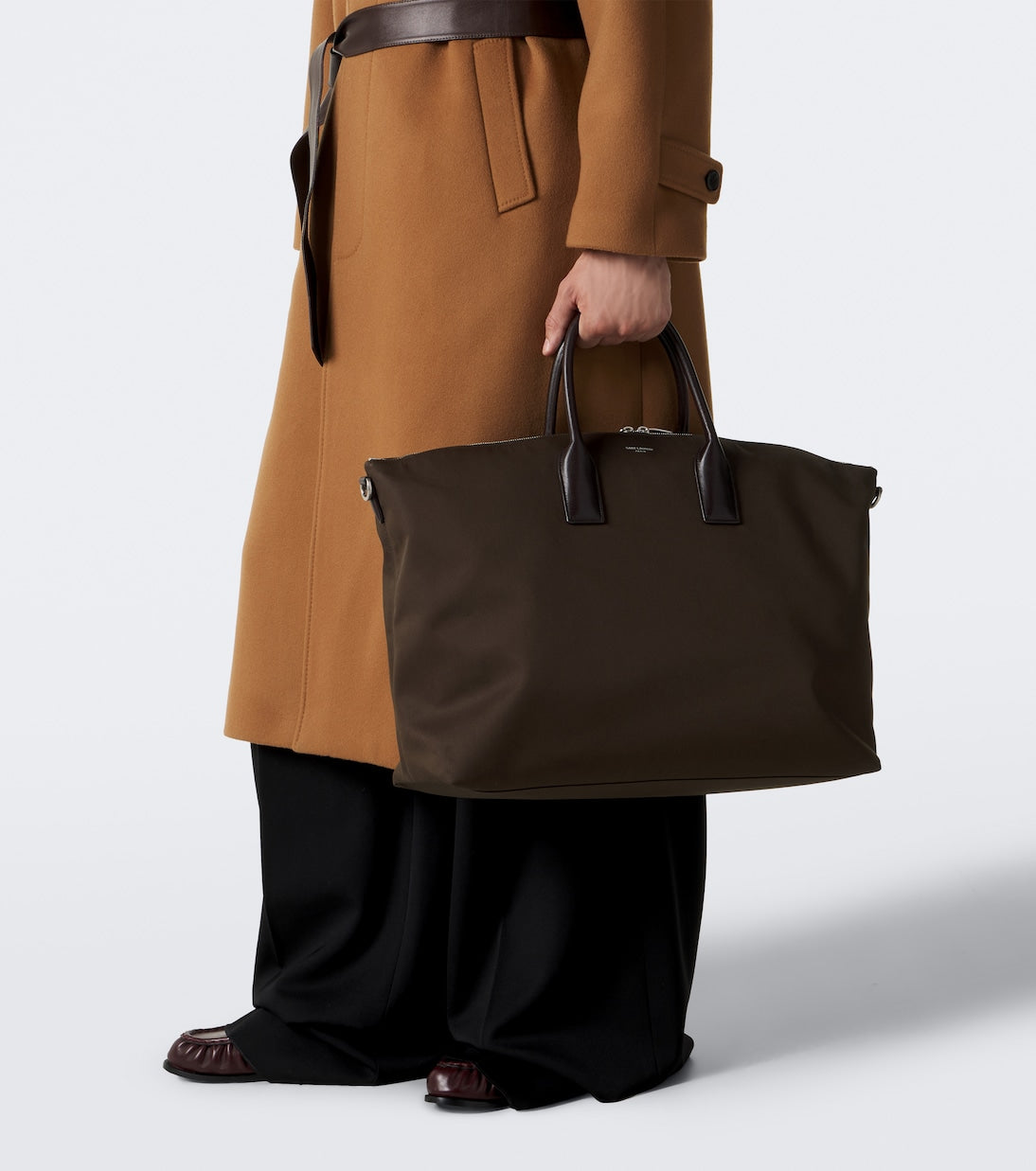 Saint Laurent - Leather-trimmed canvas tote bag