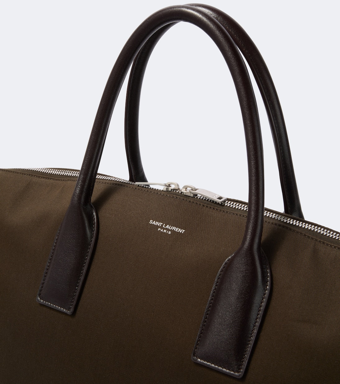 Saint Laurent - Leather-trimmed canvas tote bag