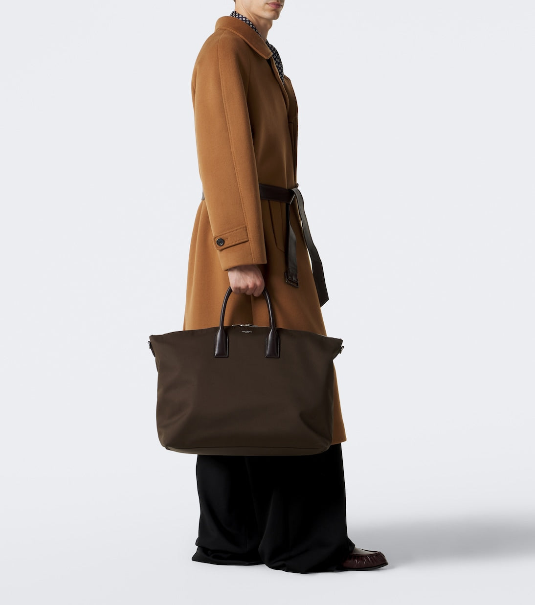 Saint Laurent - Leather-trimmed canvas tote bag