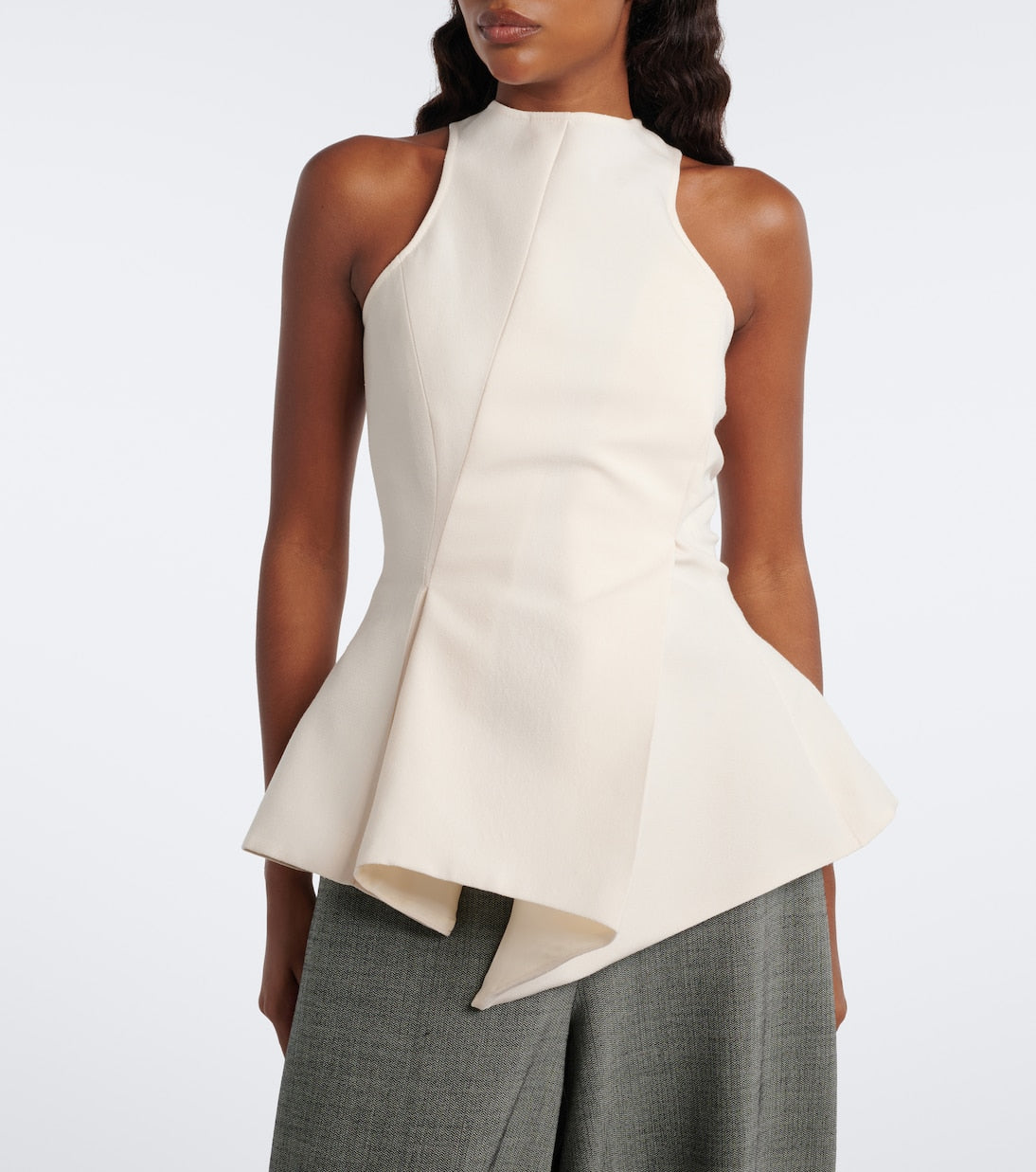 Magda Butrym - Asymmetric peplum wool-blend top
