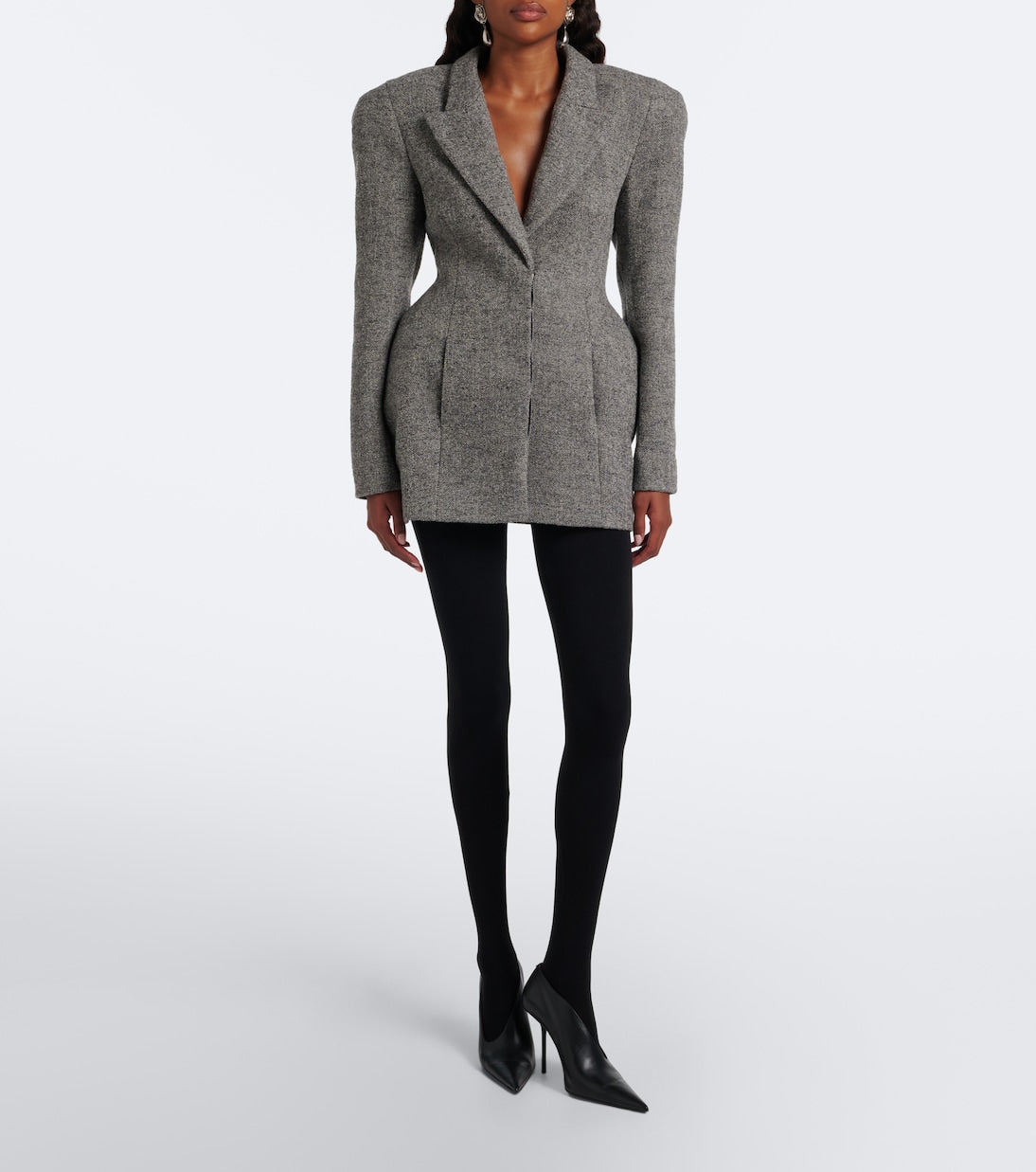 Magda Butrym - Herringbone wool-blend blazer dress