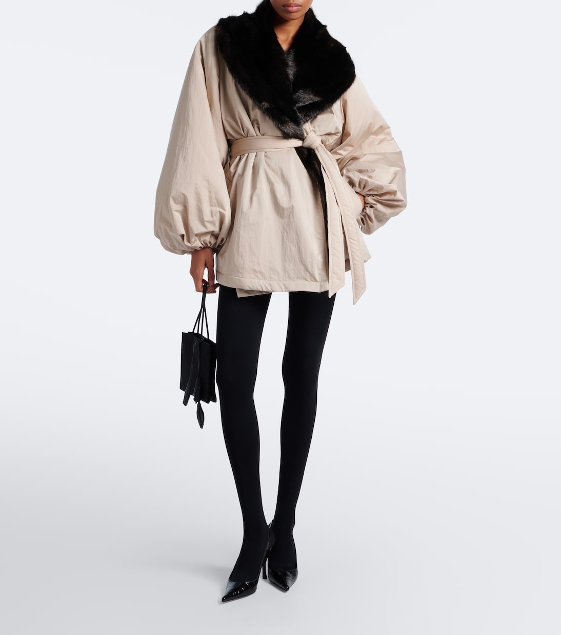 Magda Butrym - Shearling-trimmed wrap coat
