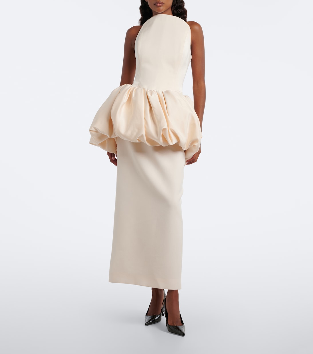 Magda Butrym - Draped peplum cotton and silk midi dress