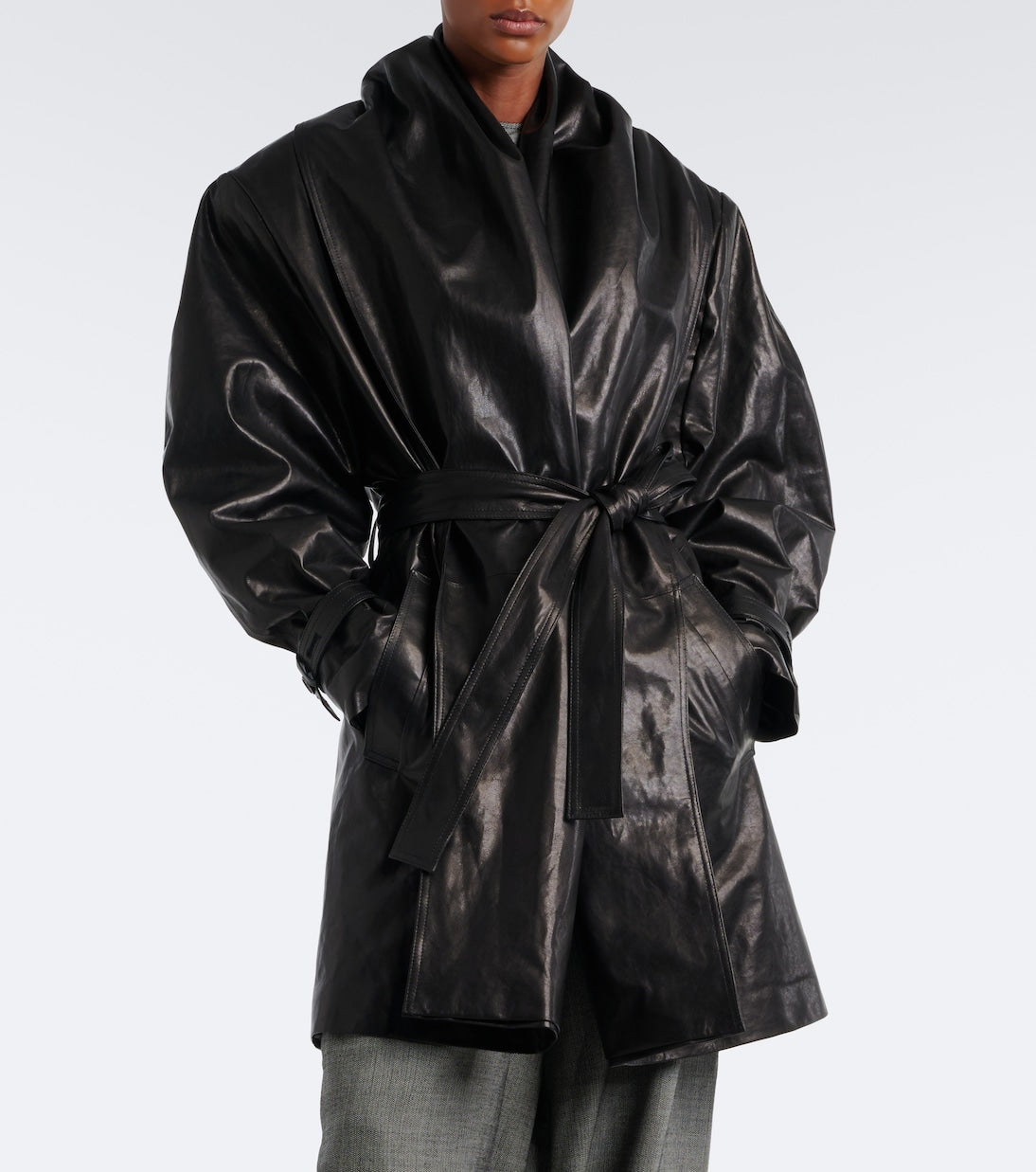 Magda Butrym - Belted draped leather jacket