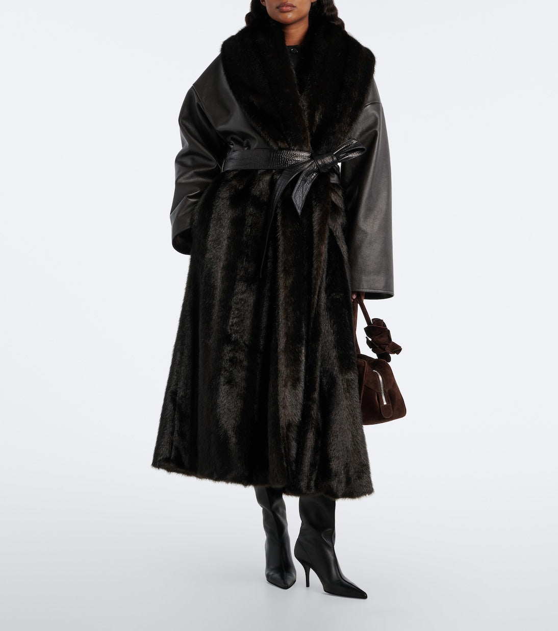 Magda Butrym - Belted leather-trimmed coat