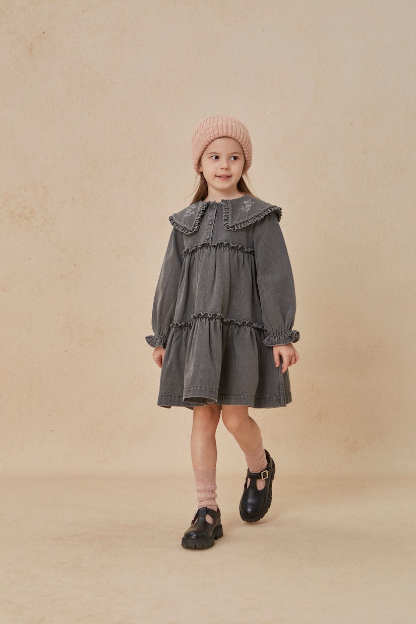 C'era Una Volta - Viola embroidered cotton dress