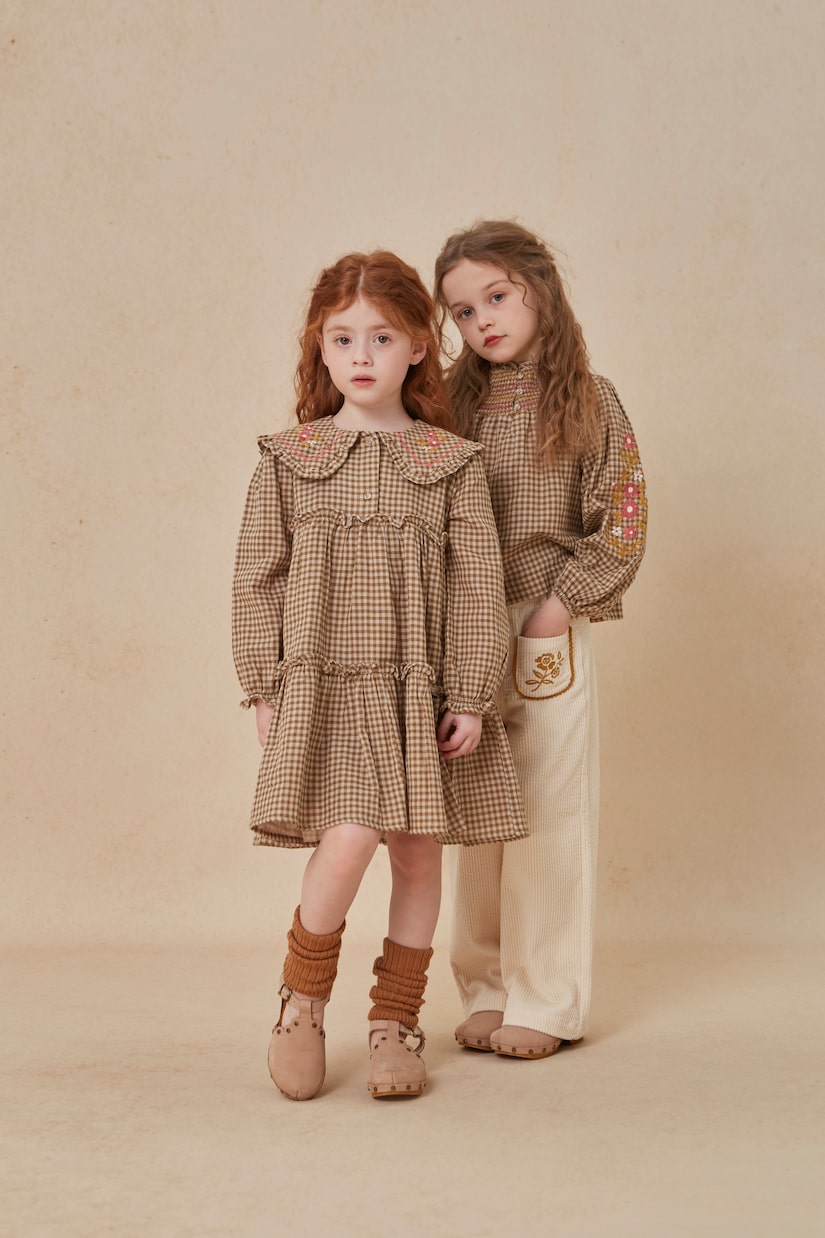 C'era Una Volta - Viola checked cotton dress