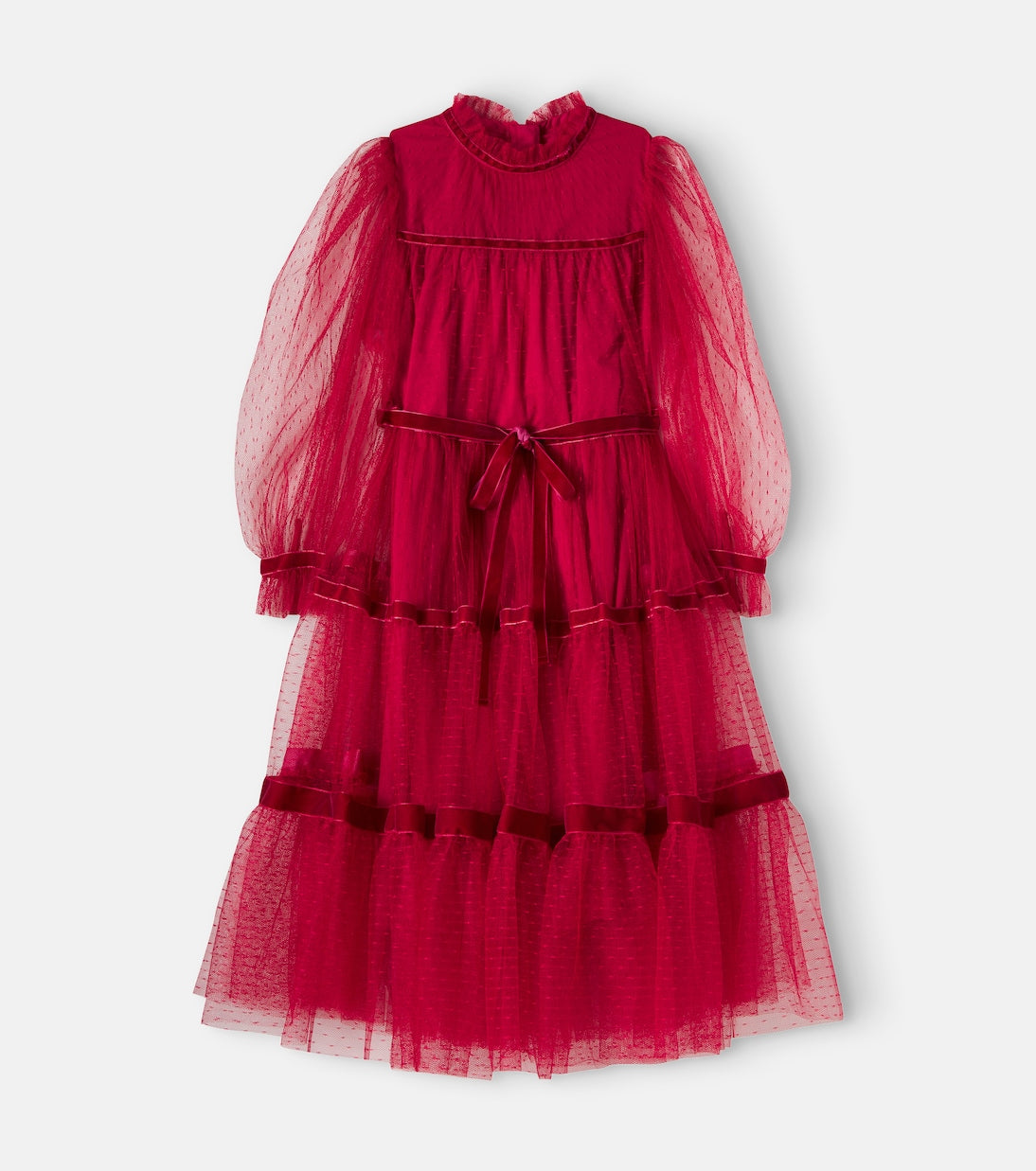 C'era Una Volta - Valentina velvet-trimmed point d'esprit dress