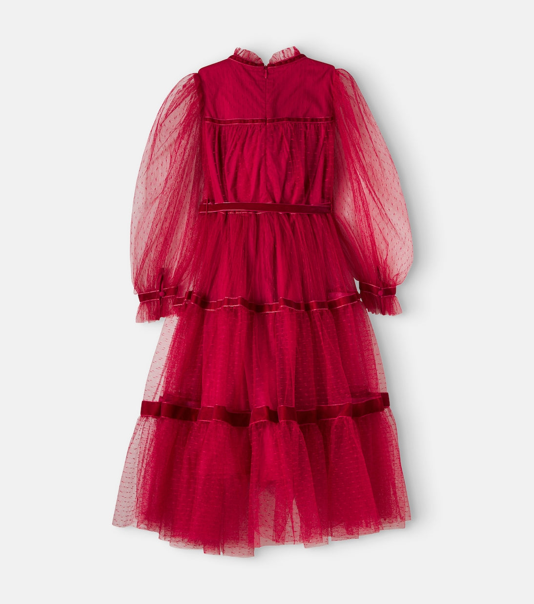 C'era Una Volta - Valentina velvet-trimmed point d'esprit dress
