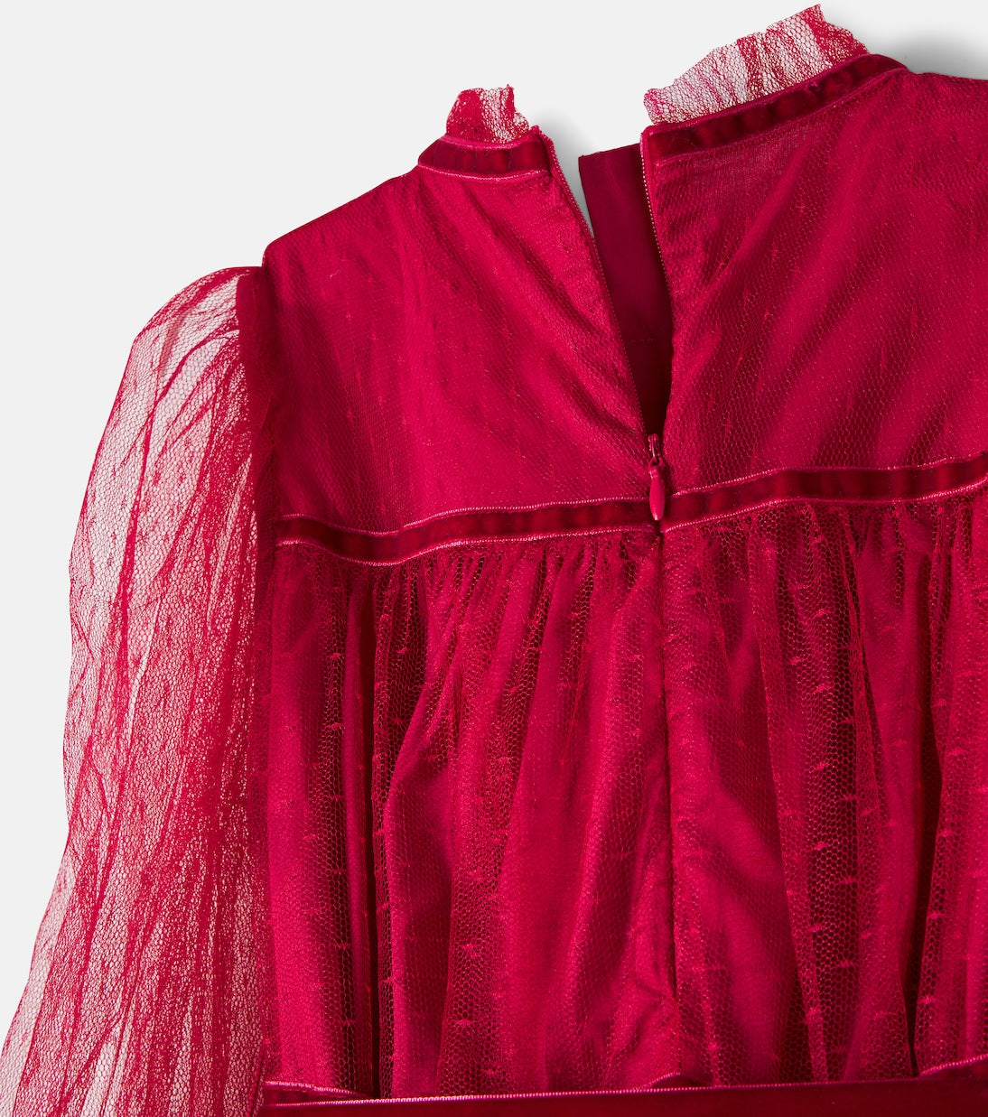 C'era Una Volta - Valentina velvet-trimmed point d'esprit dress