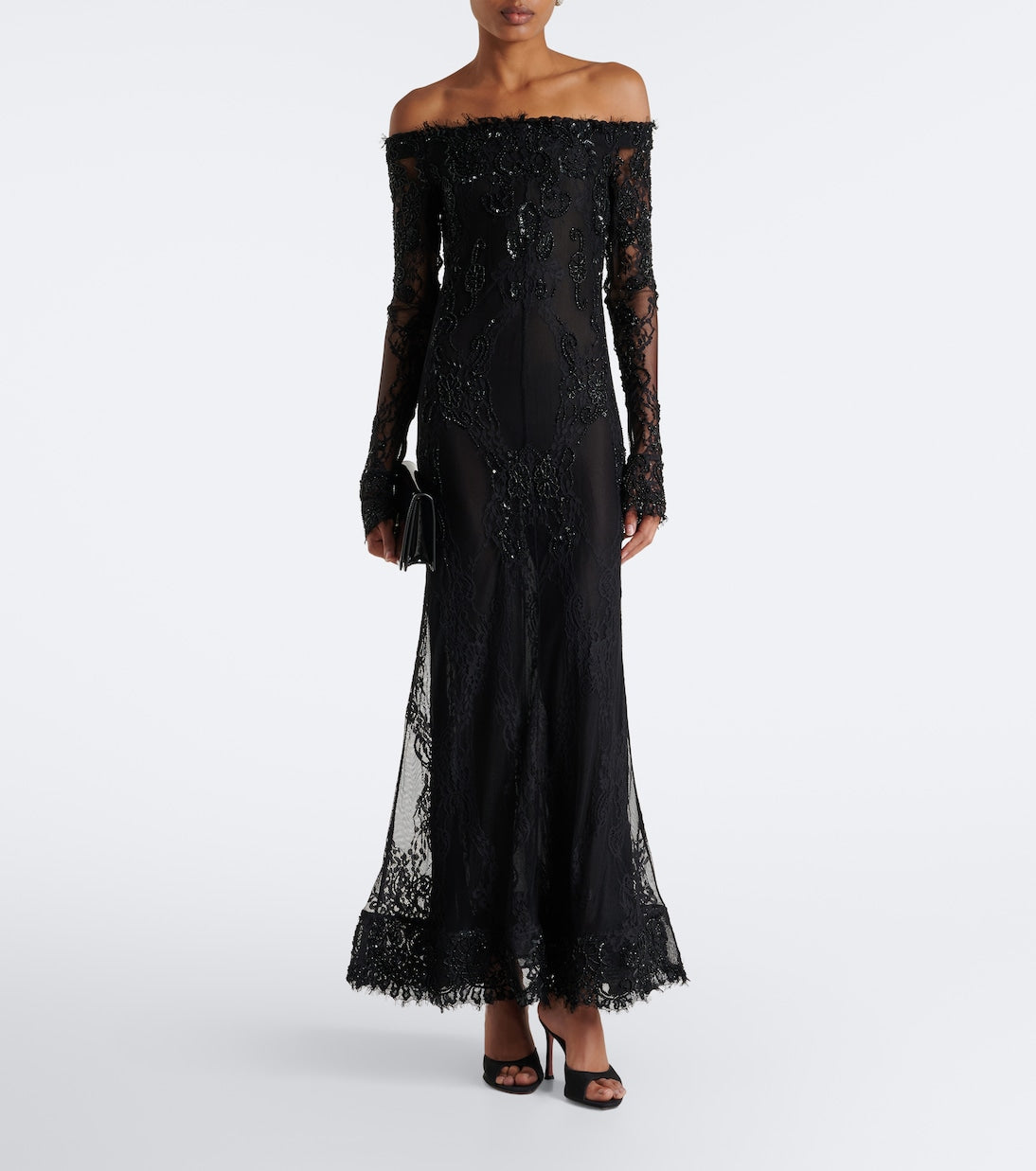 Blumarine - Embellished off-shoulder lace gown