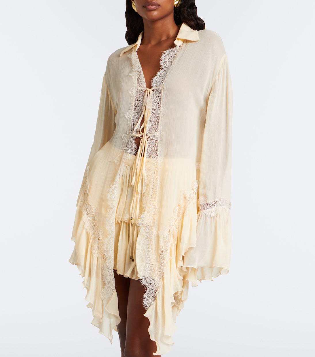 Blumarine - Asymmetric lace-trimmed blouse