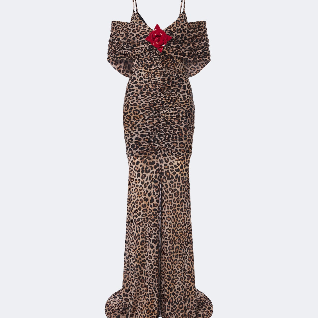 Blumarine - Floral-appliqué leopard-print jersey maxi dress
