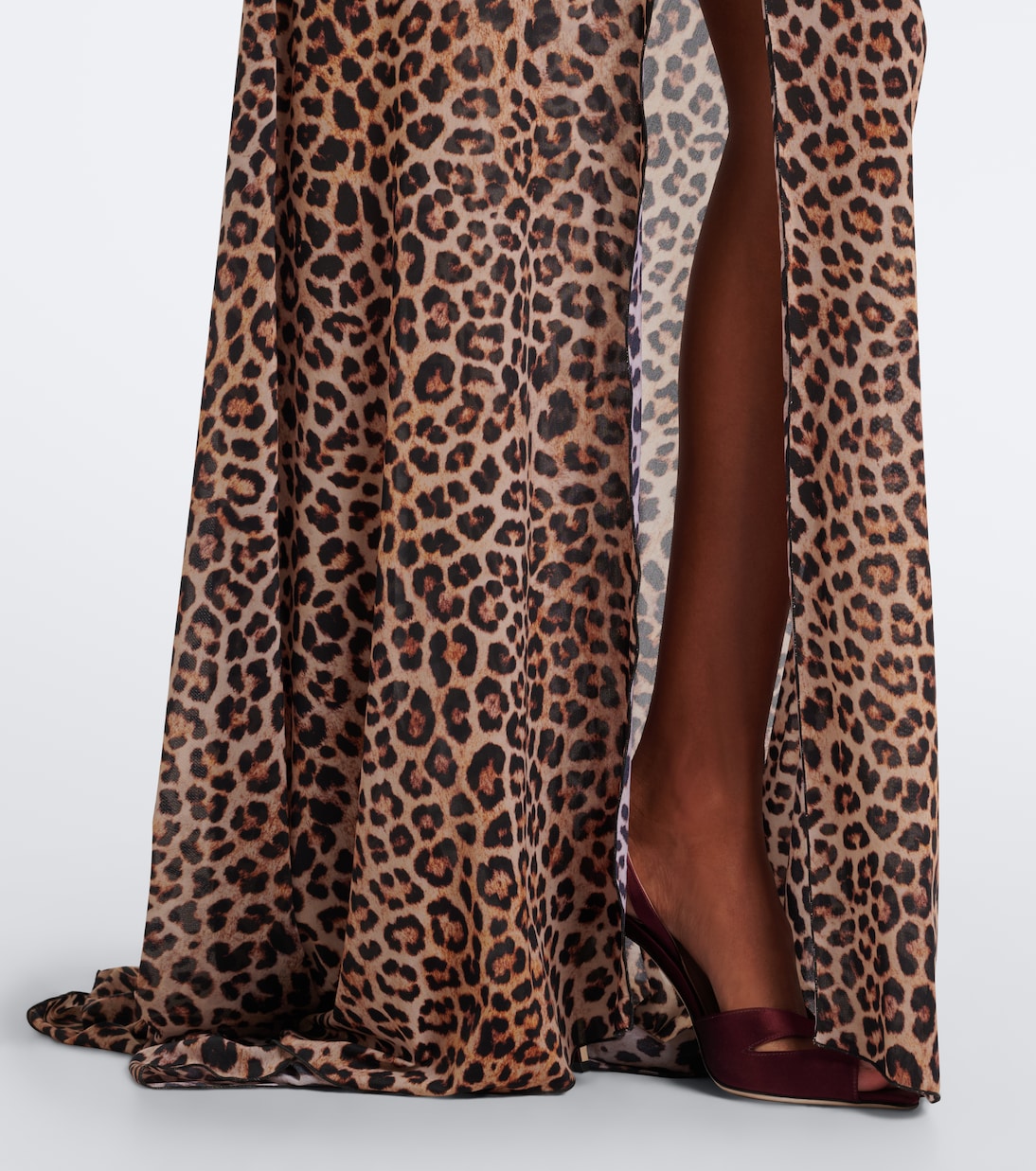 Blumarine - Floral-appliqué leopard-print jersey maxi dress