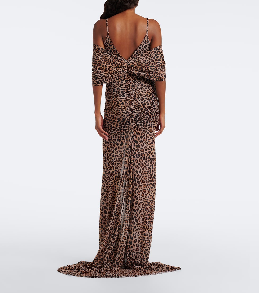 Blumarine - Floral-appliqué leopard-print jersey maxi dress