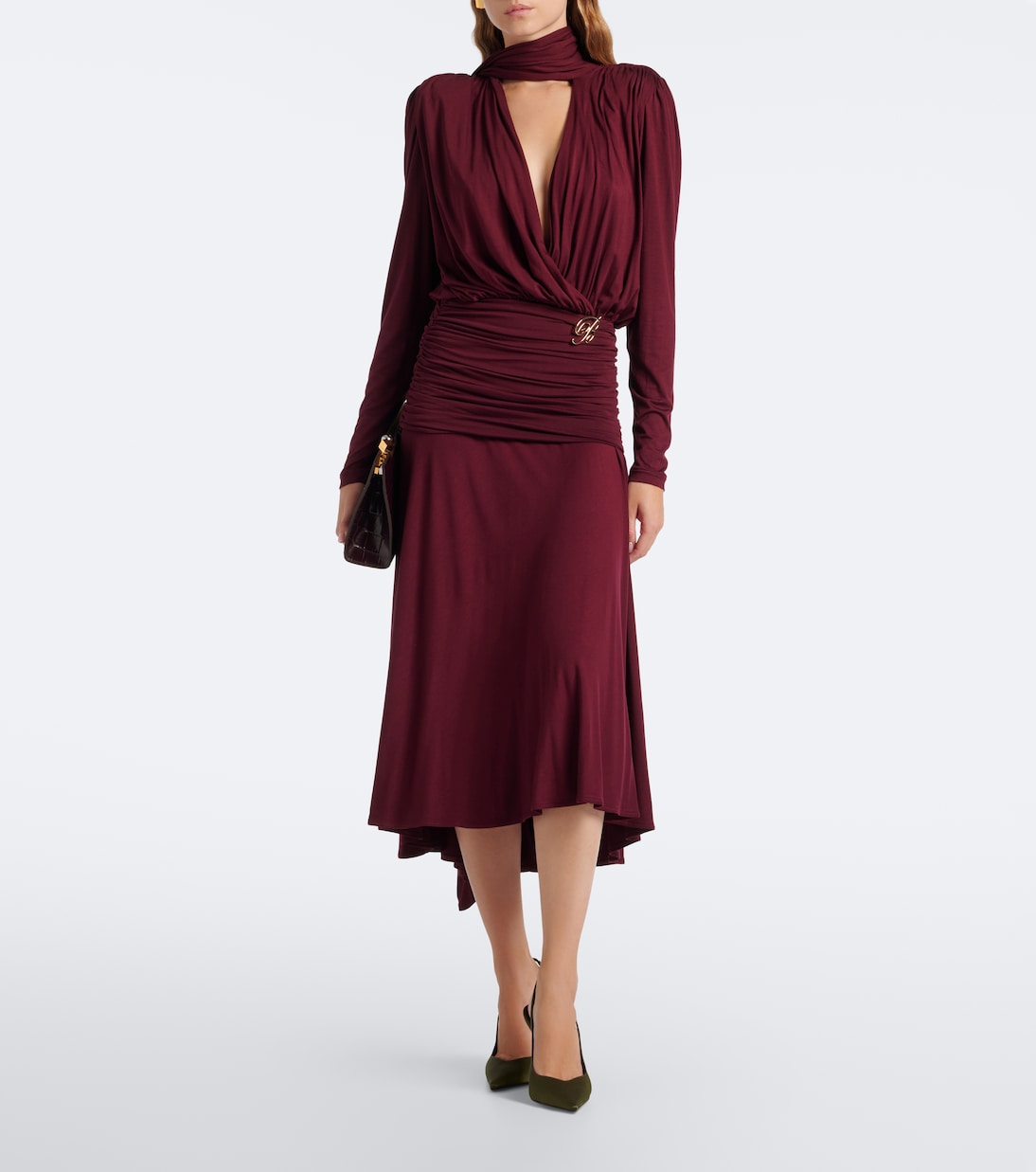 Blumarine - Draped tie-neck jersey midi dress