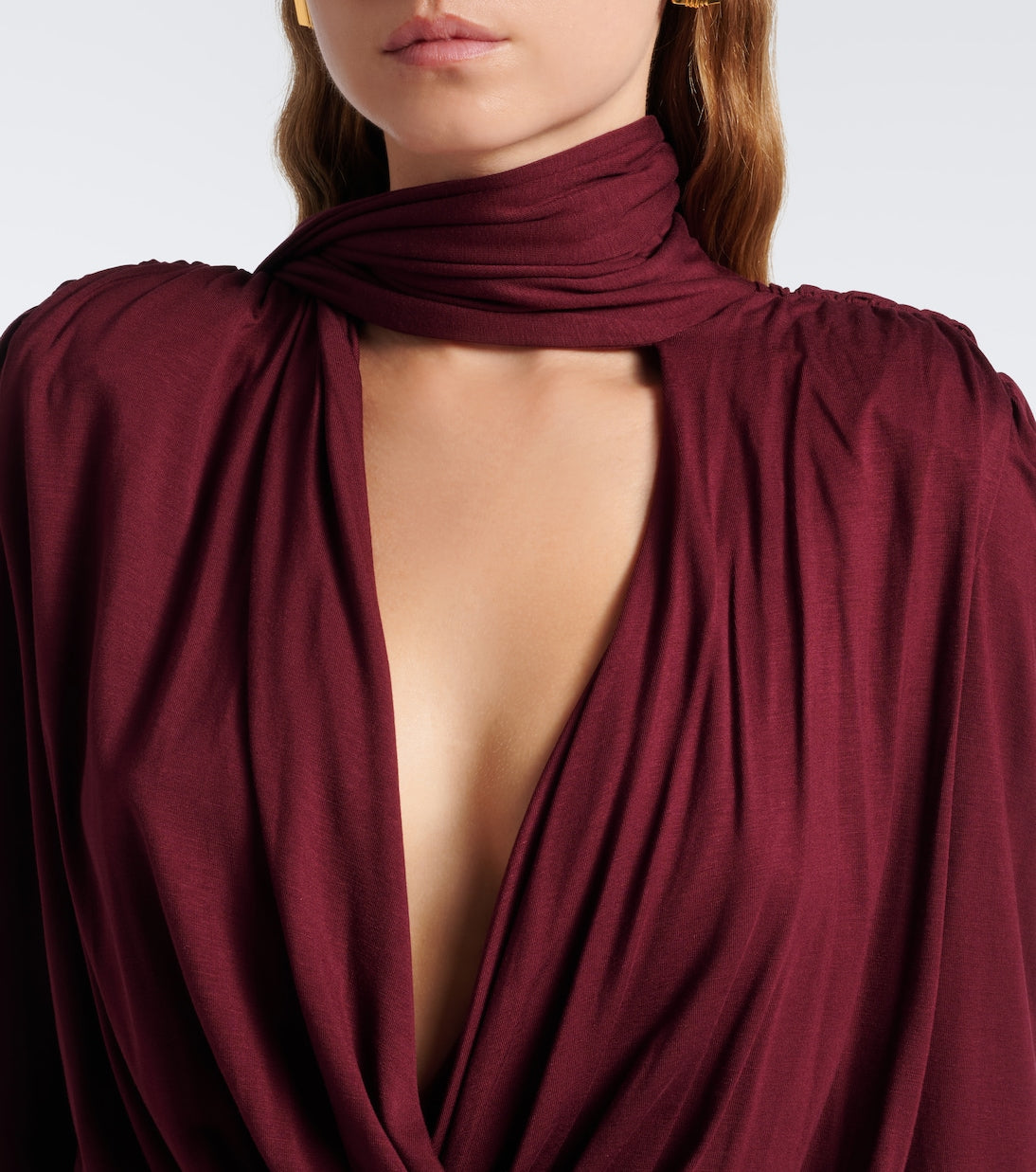 Blumarine - Draped tie-neck jersey midi dress
