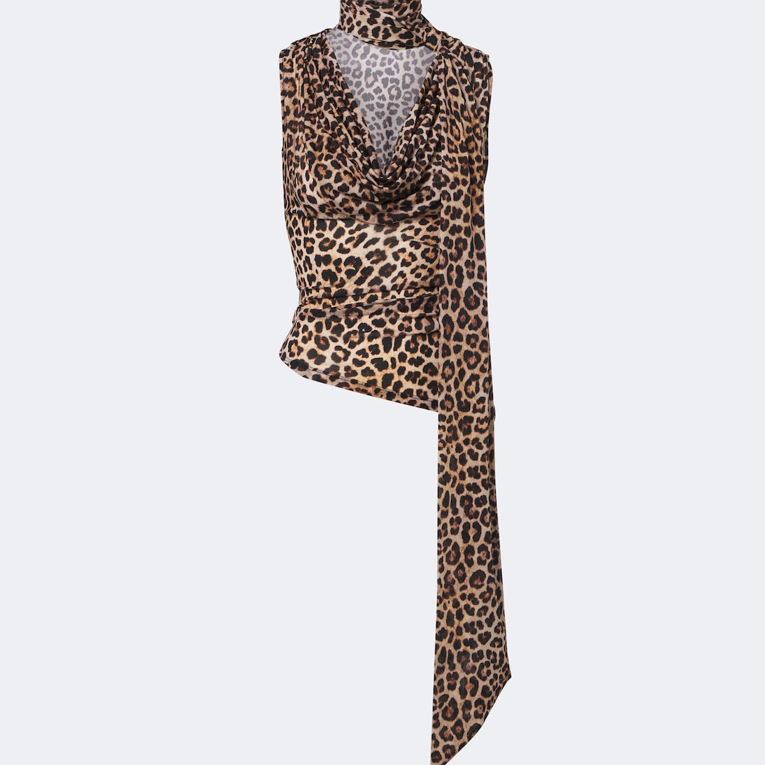 Blumarine - Draped scarf-detail leopard-print top