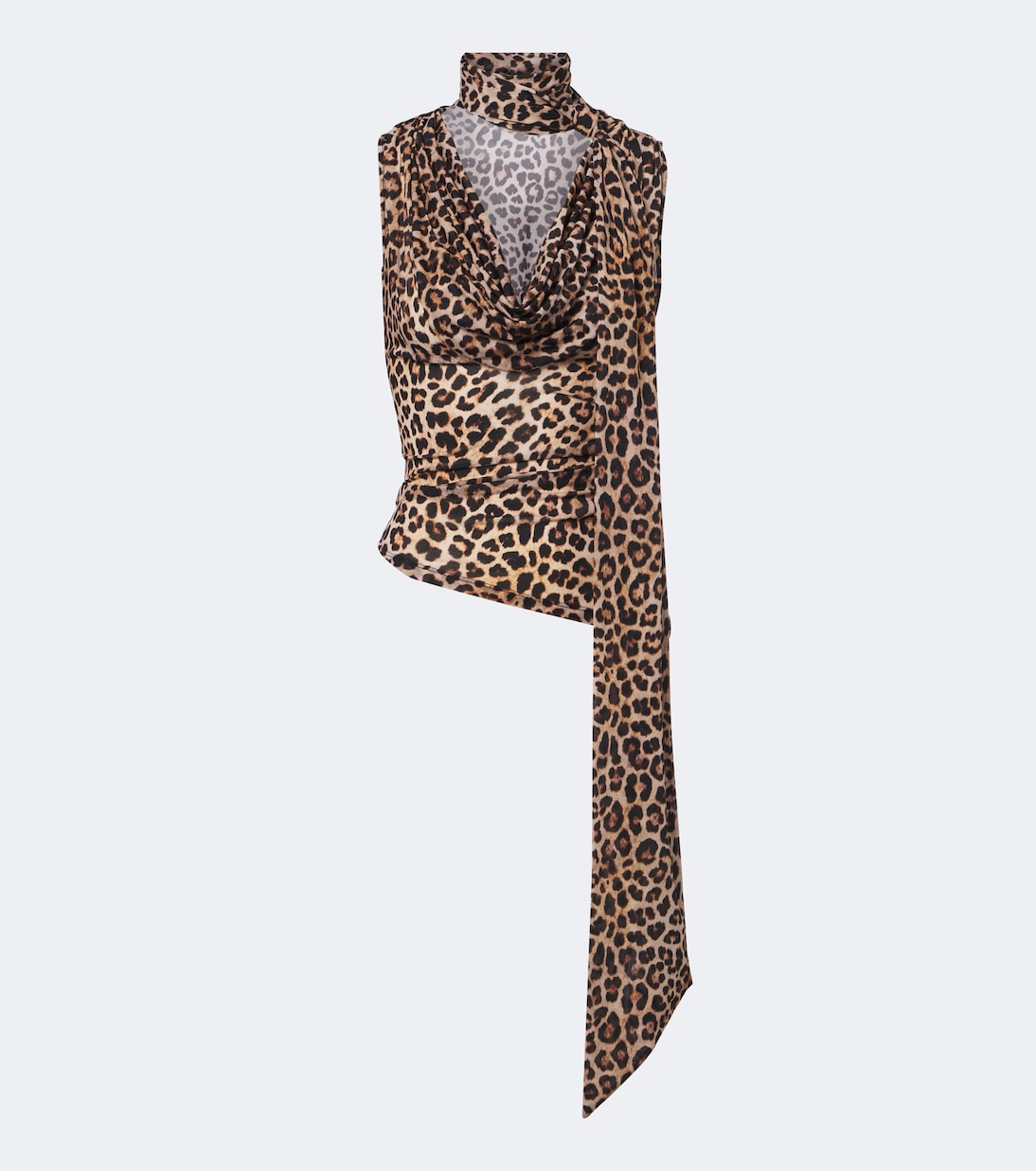Blumarine - Draped scarf-detail leopard-print top