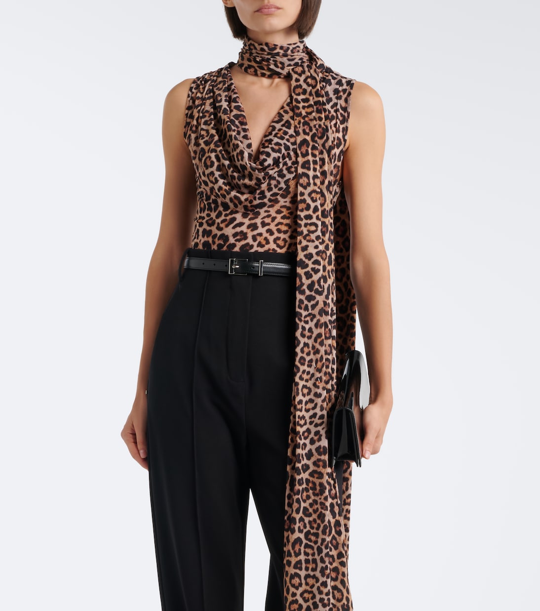 Blumarine - Draped scarf-detail leopard-print top