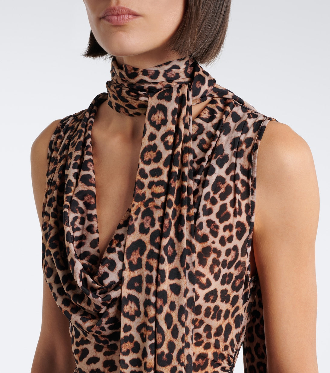 Blumarine - Draped scarf-detail leopard-print top