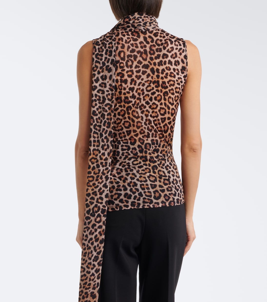 Blumarine - Draped scarf-detail leopard-print top