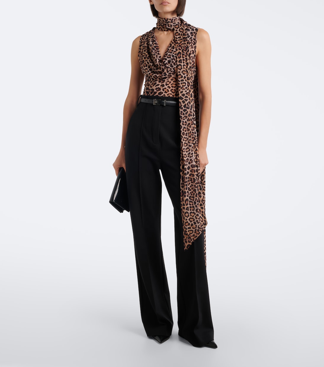 Blumarine - Draped scarf-detail leopard-print top