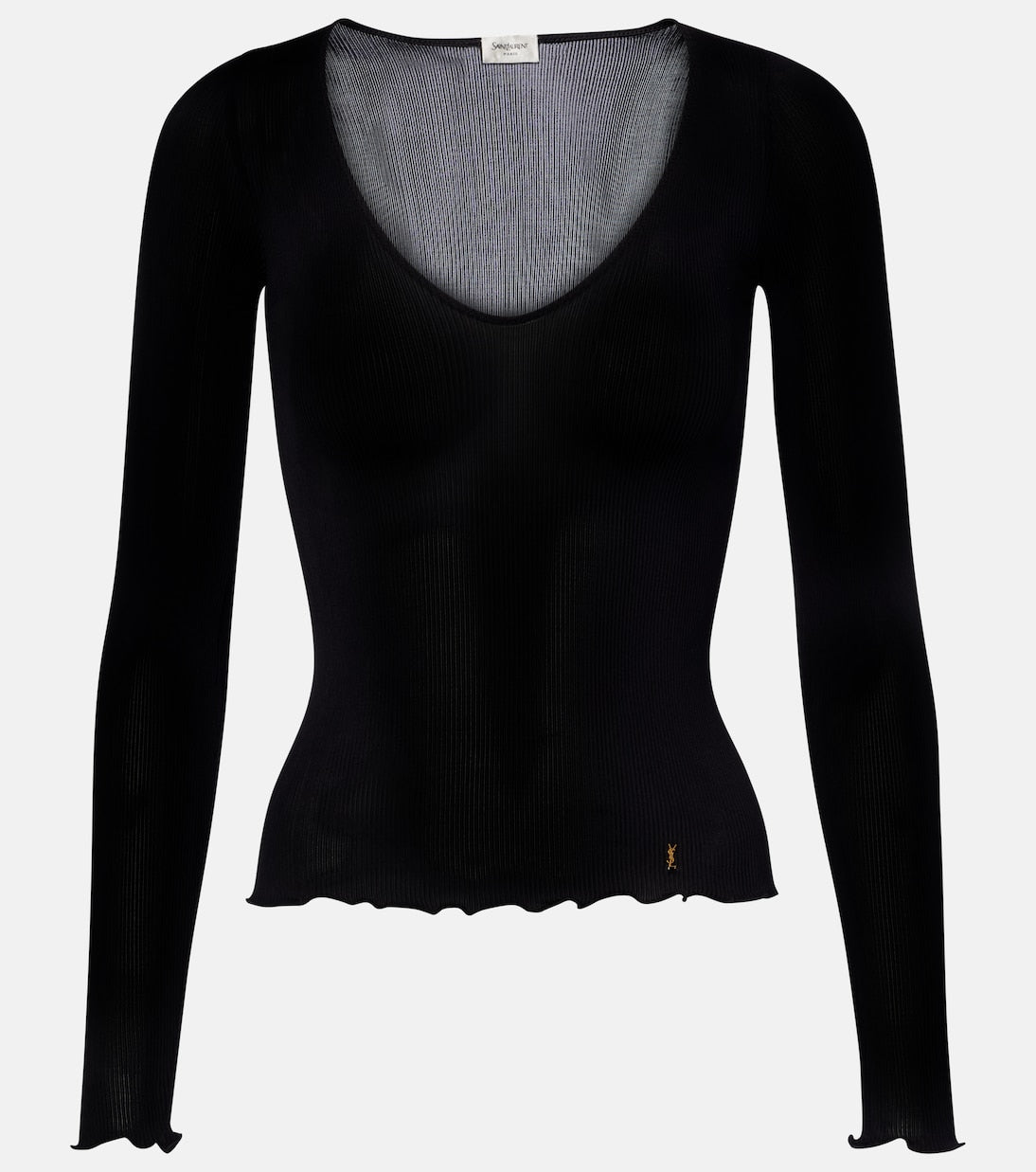 Saint Laurent - Ribbed-knit silk top