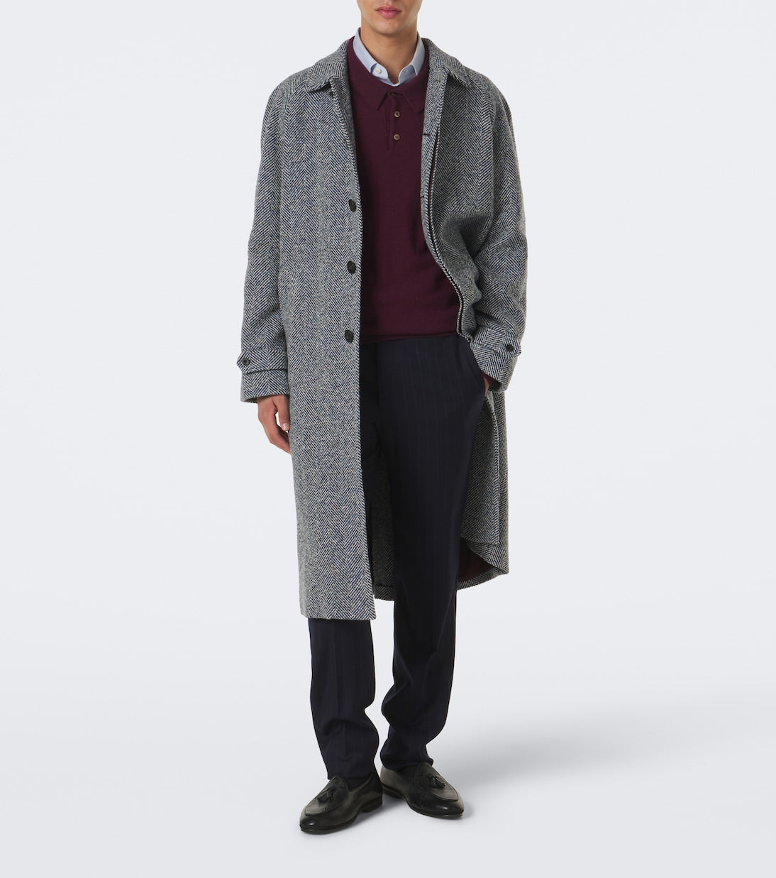 Rubinacci - Herringbone wool, silk, and cashmere coat