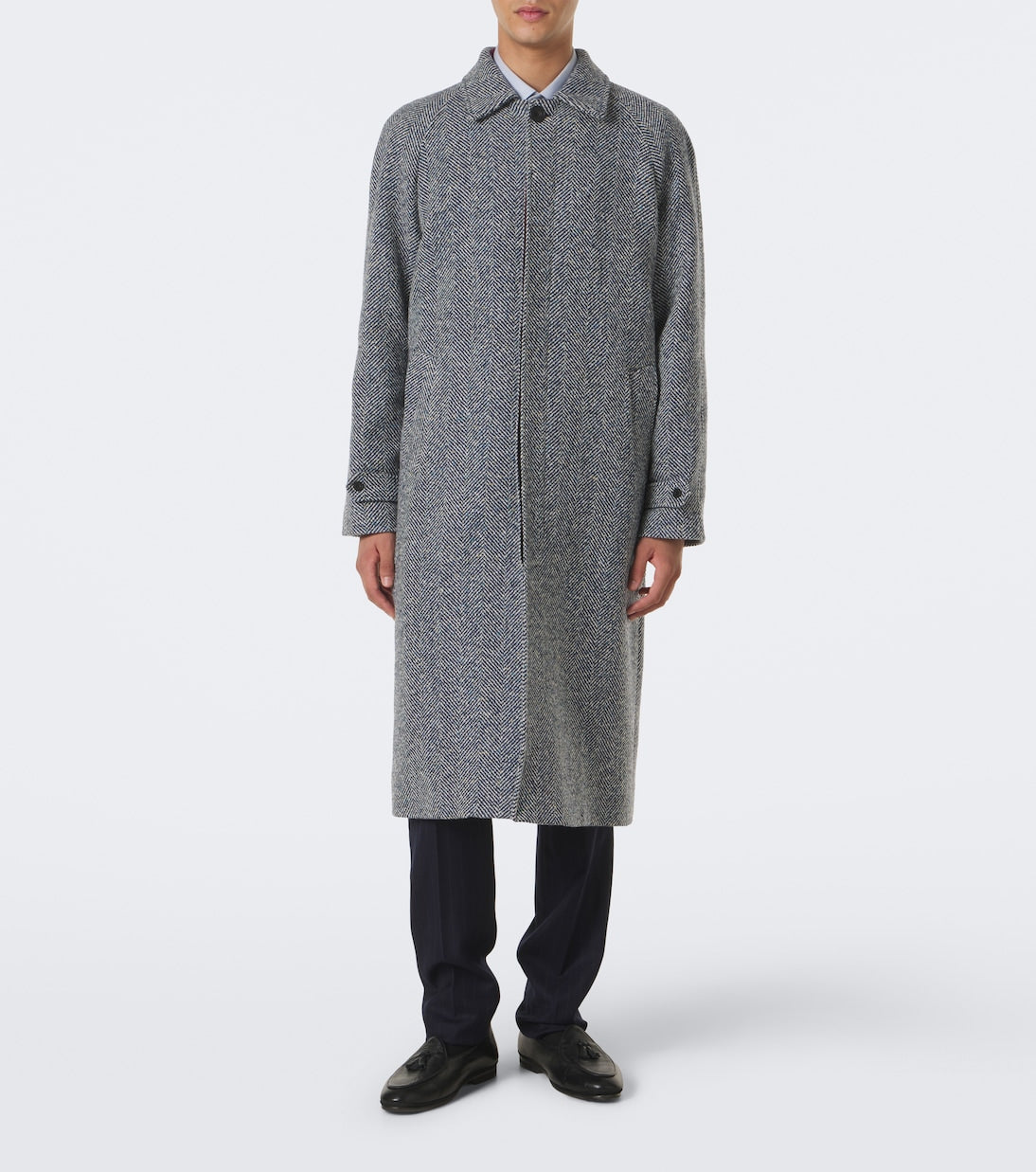 Rubinacci - Herringbone wool, silk, and cashmere coat