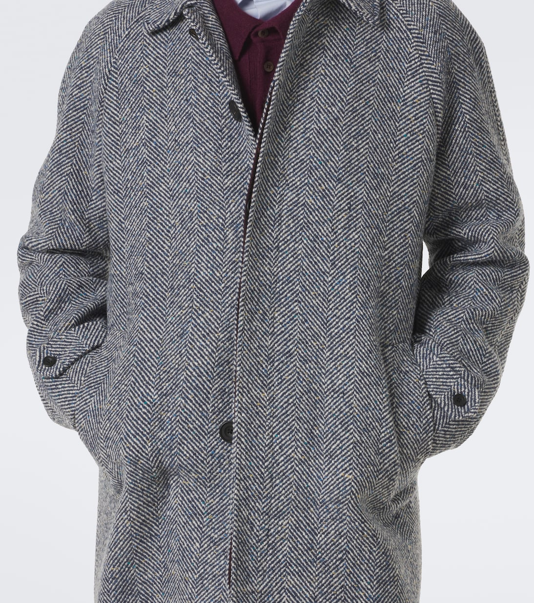 Rubinacci - Herringbone wool, silk, and cashmere coat